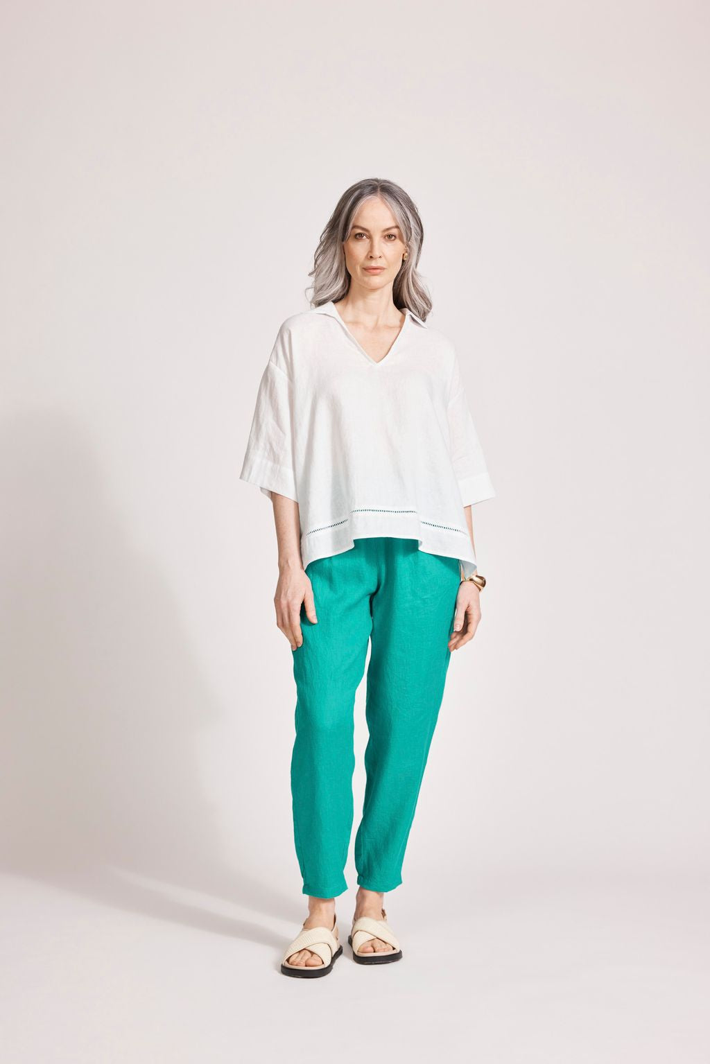 MIRAMAR COLLARED TOP - WHITE by eb&ive