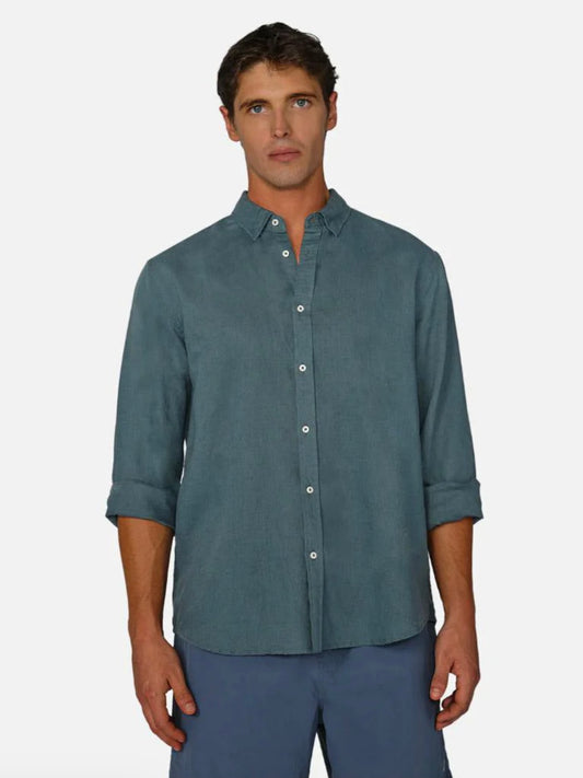 The Tennyson Linen Blend L/S Shirt Steel Blue by Industrie Clothing