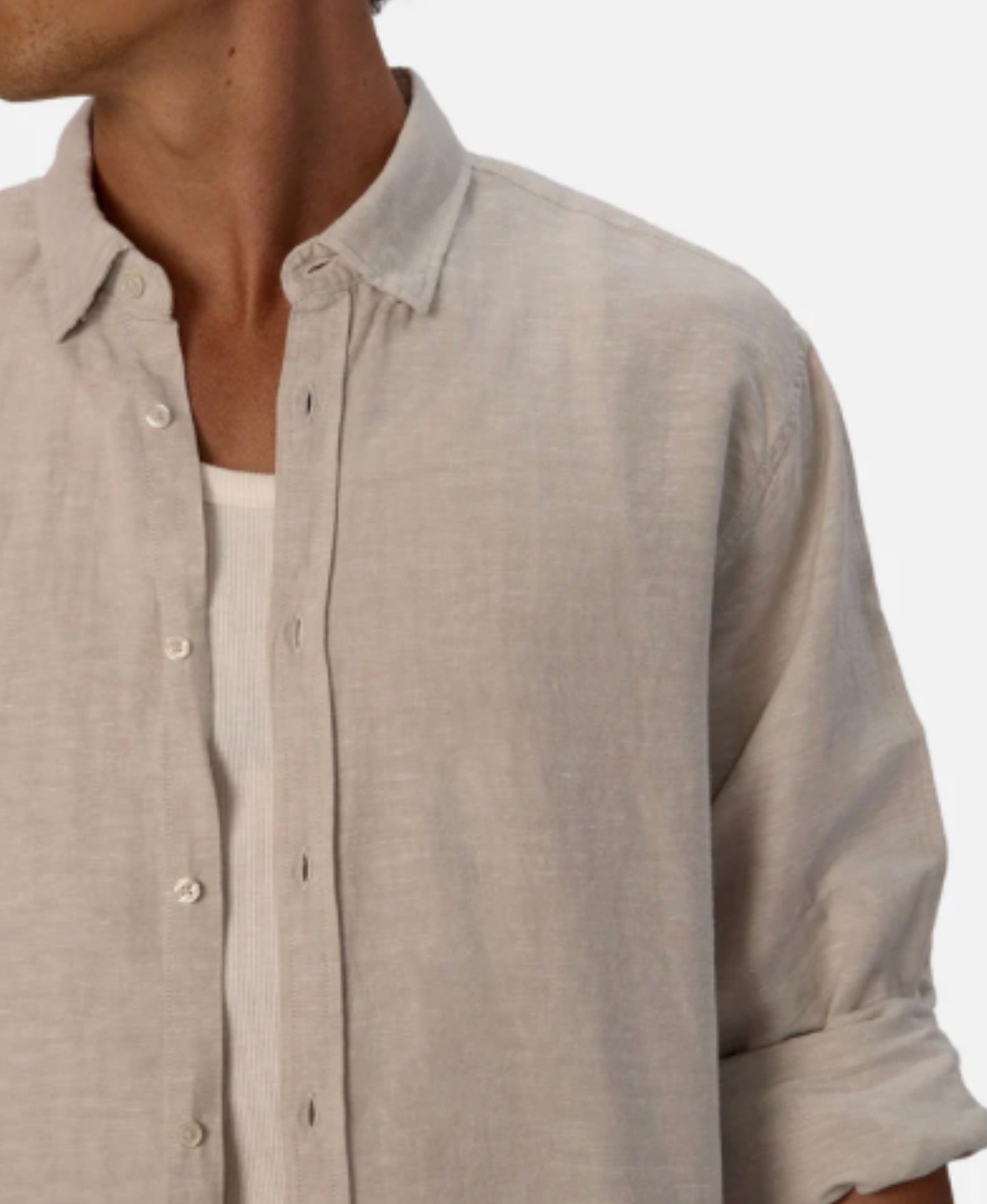 The Tennyson Linen Blend L/S Shirt Oatmeal by Industrie Clothing