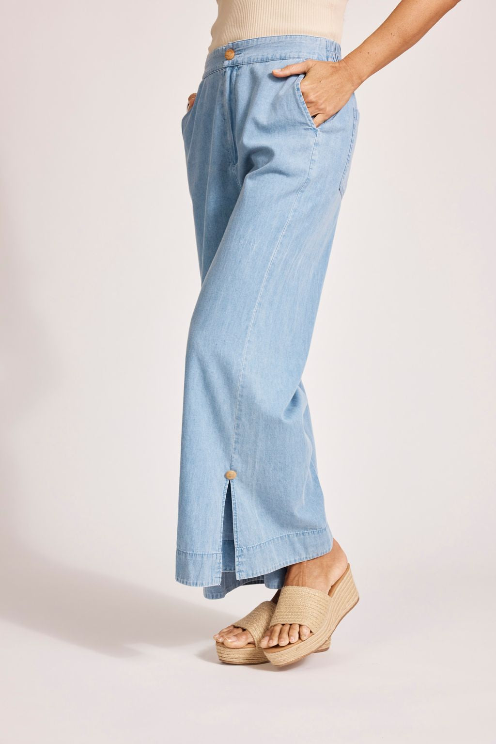 MELENIA DENIM SPLIT PANT - DENIM by eb&ive