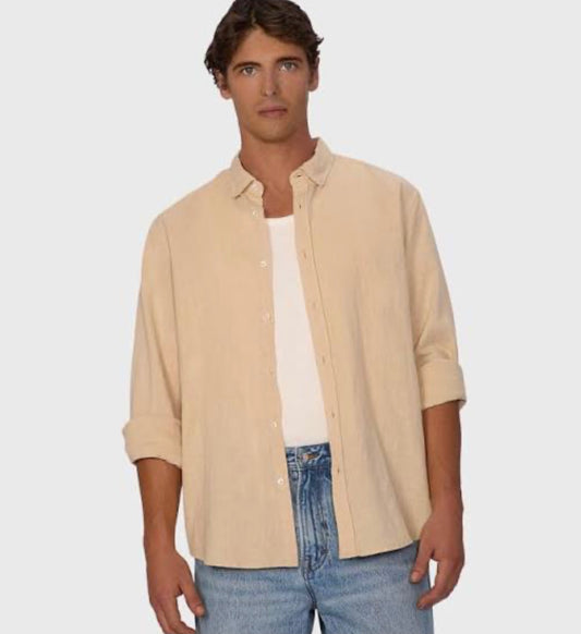 The Tennyson Linen Blend L/S Shirt Light Mango by Industrie Clothing