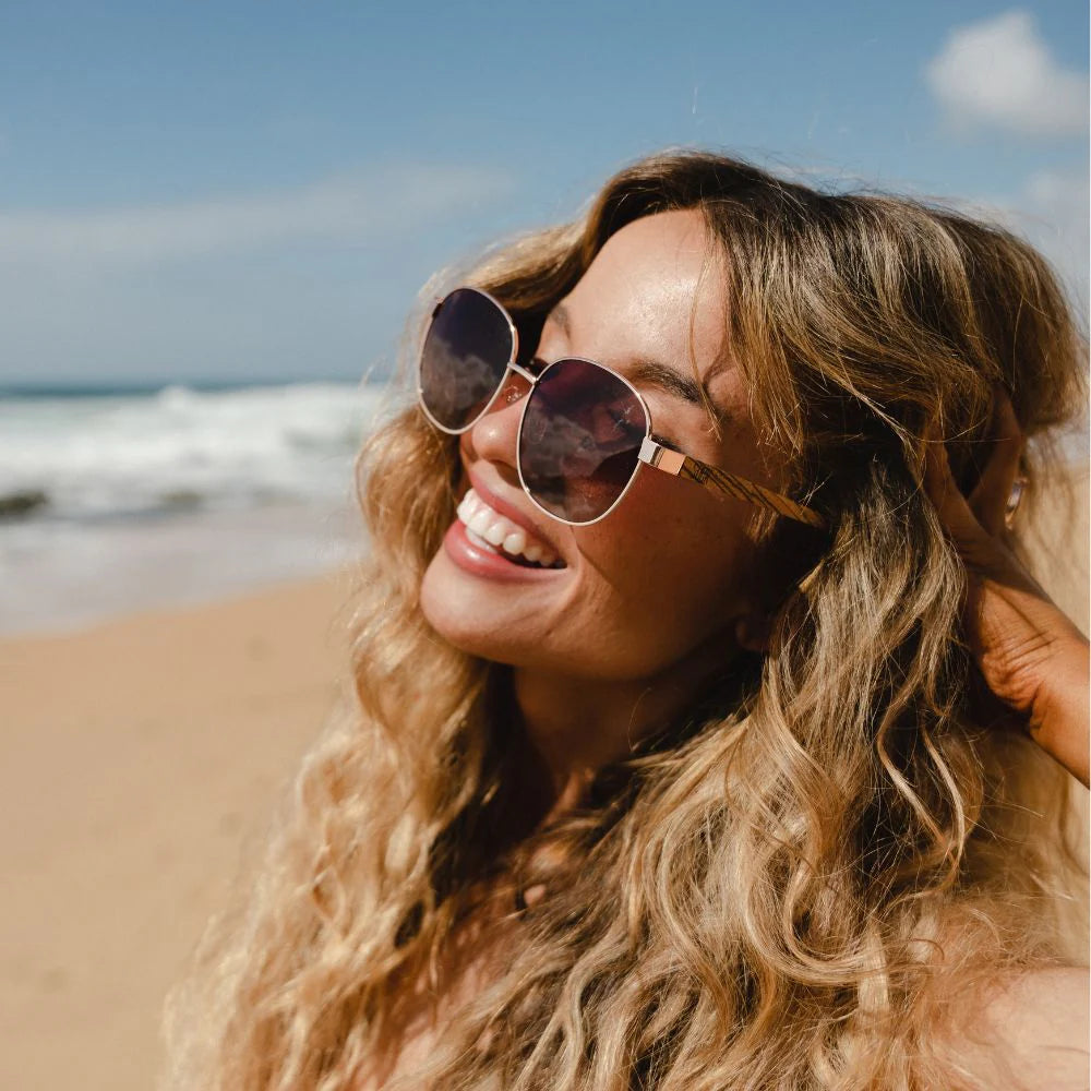 CLEO BLOOM Rose Gold Metal Polarised Lenses Sunglasses by Soek