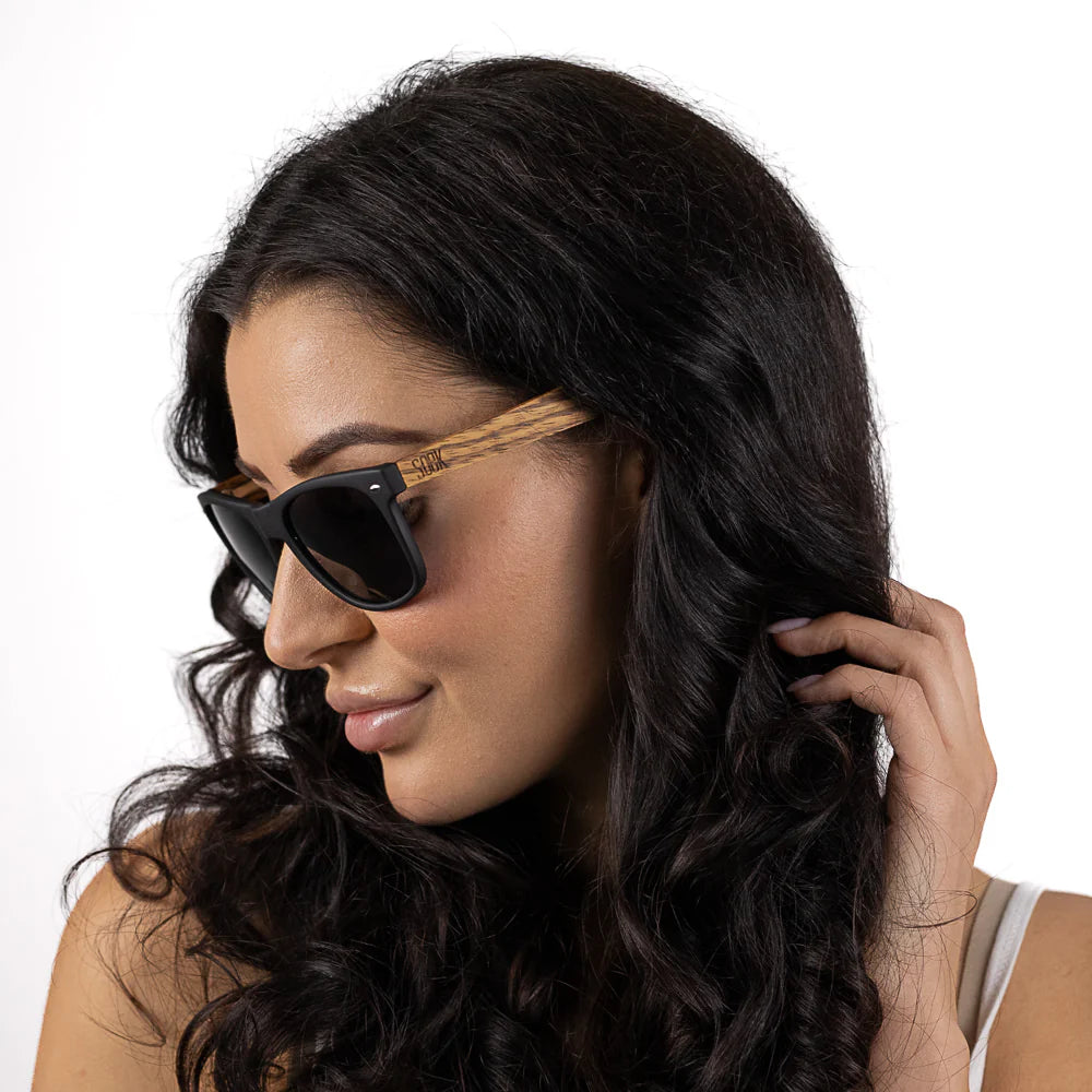 BALMORAL Black Lens Walnut Arms Sunglasses by Soek