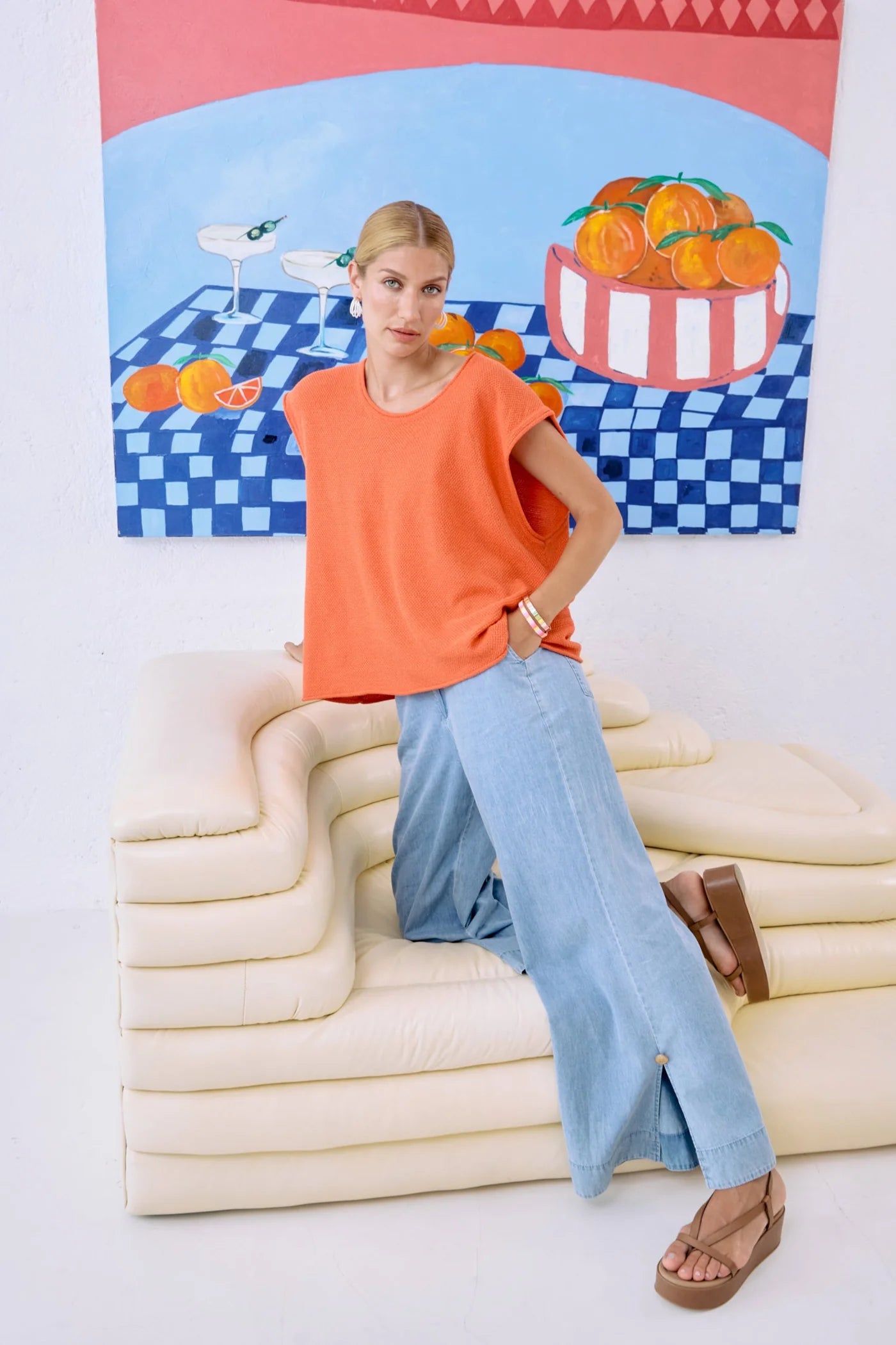 MELENIA DENIM SPLIT PANT - DENIM by eb&ive