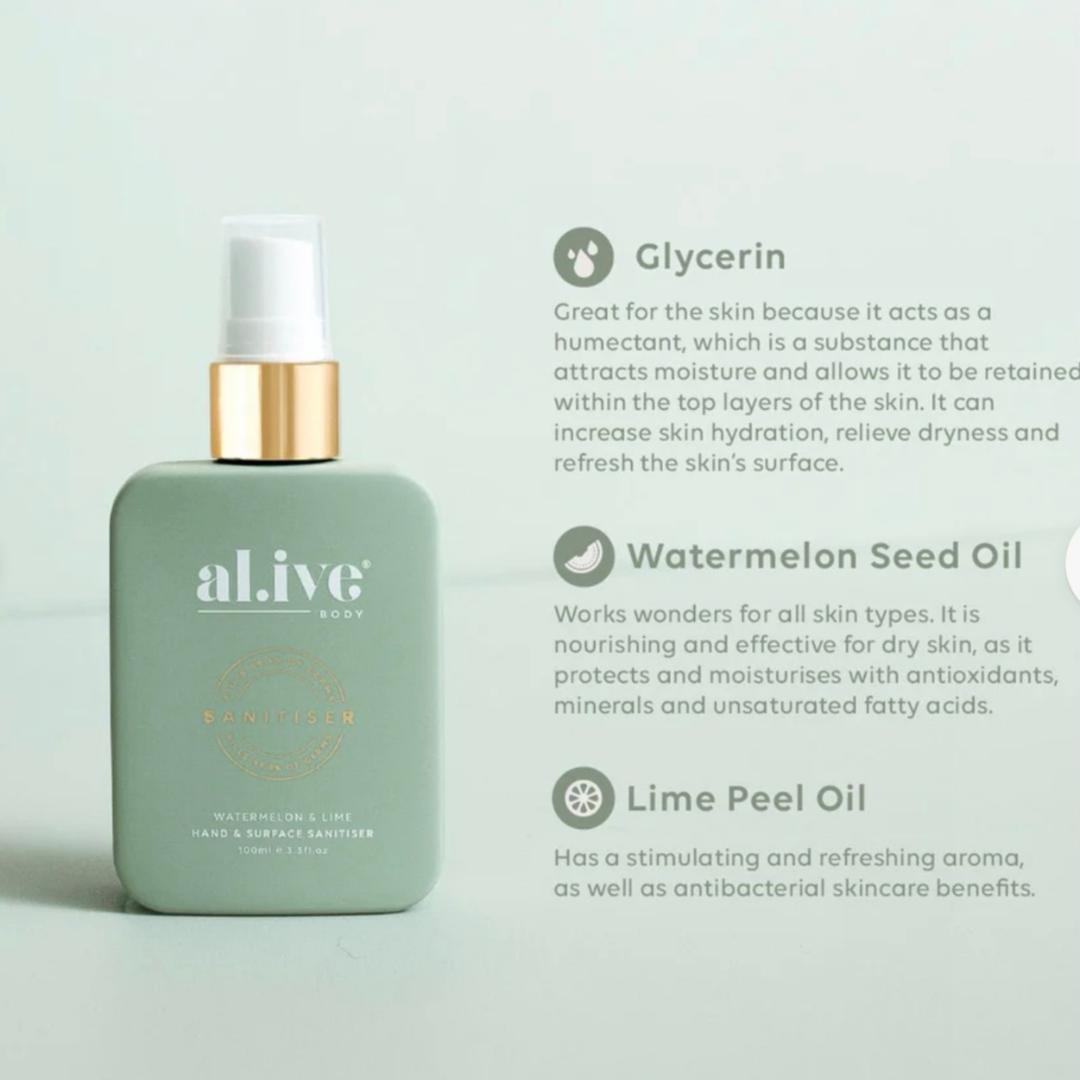 Alive Body Hand & Surface Sanitiser Spray - Watermelon & Lime