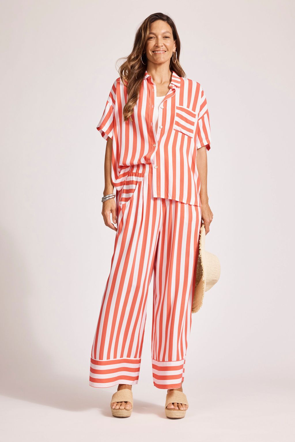 TREVILLE STRIPE SHIRT - CORAL by eb&ive