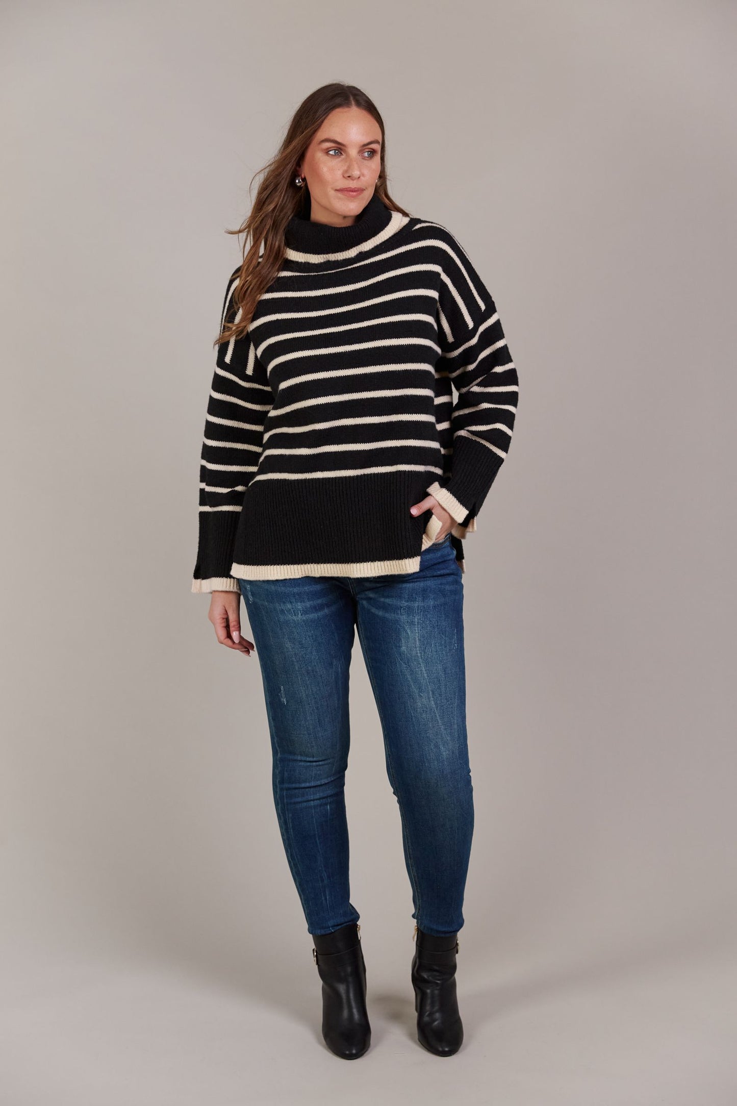 Katana Roll Neck Knit - Black by eb&ive