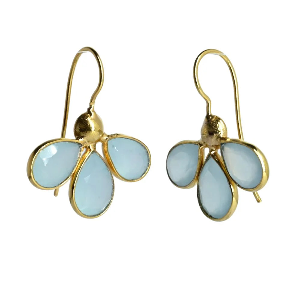 Euro Gold Earrings - Aqua Chalcedony by Melanie Woods