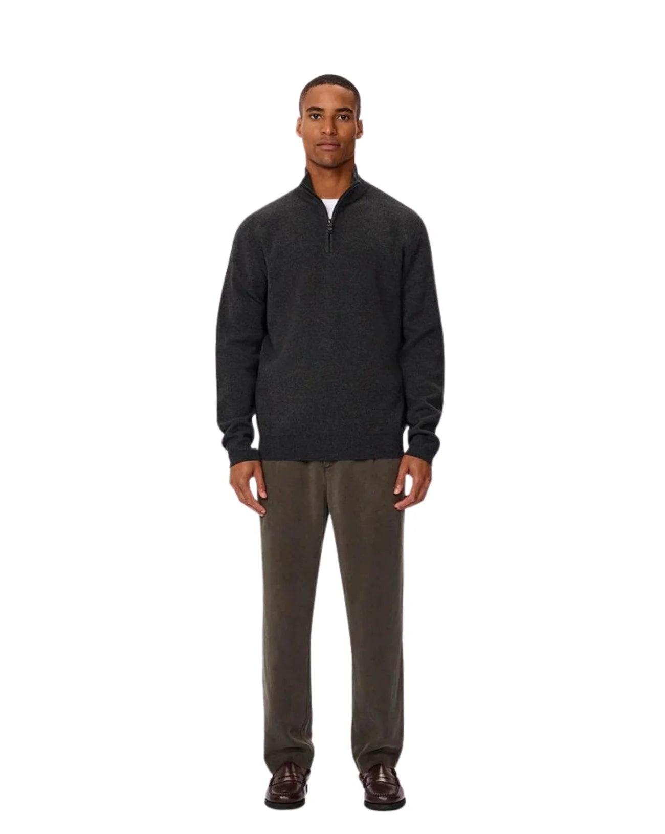 The Lakewood Zip Neck Knit by Industrie Clothing - Charcoal