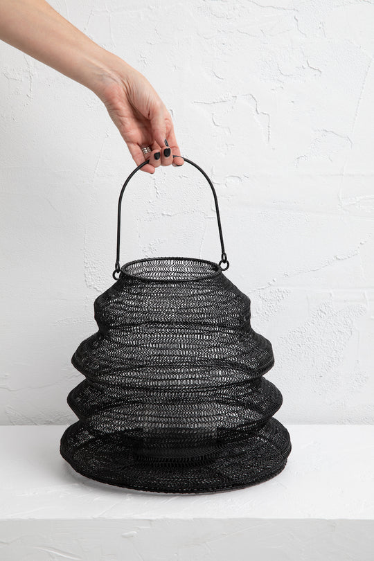 Morocco Folding Lantern Black
