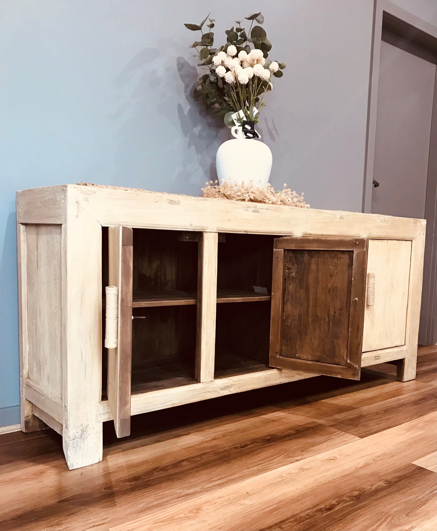 Seaside Elm 4 Door Buffet w/cane Handles
