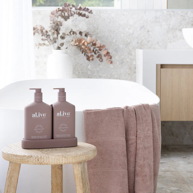 Alive Body Body Wash & Lotion Duo + Tray - Raspberry Blossom & Juniper