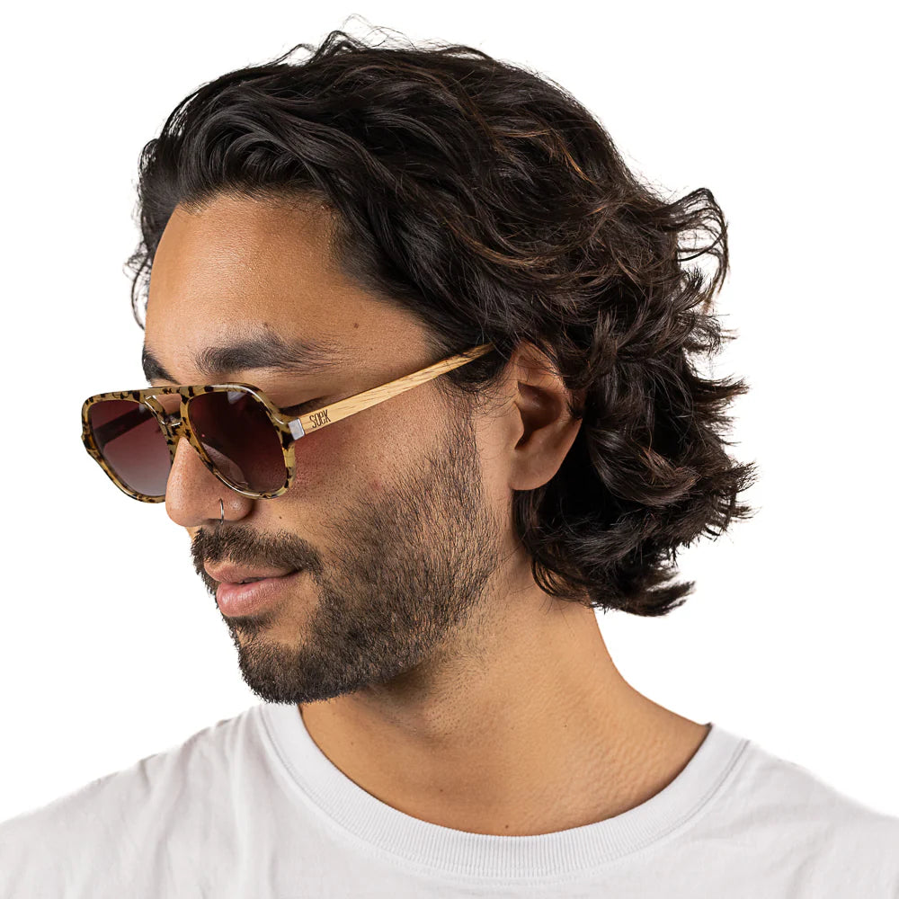 BILLY OPAL TORT Brown Gradient Lens Walnut Wood Arms by Soek