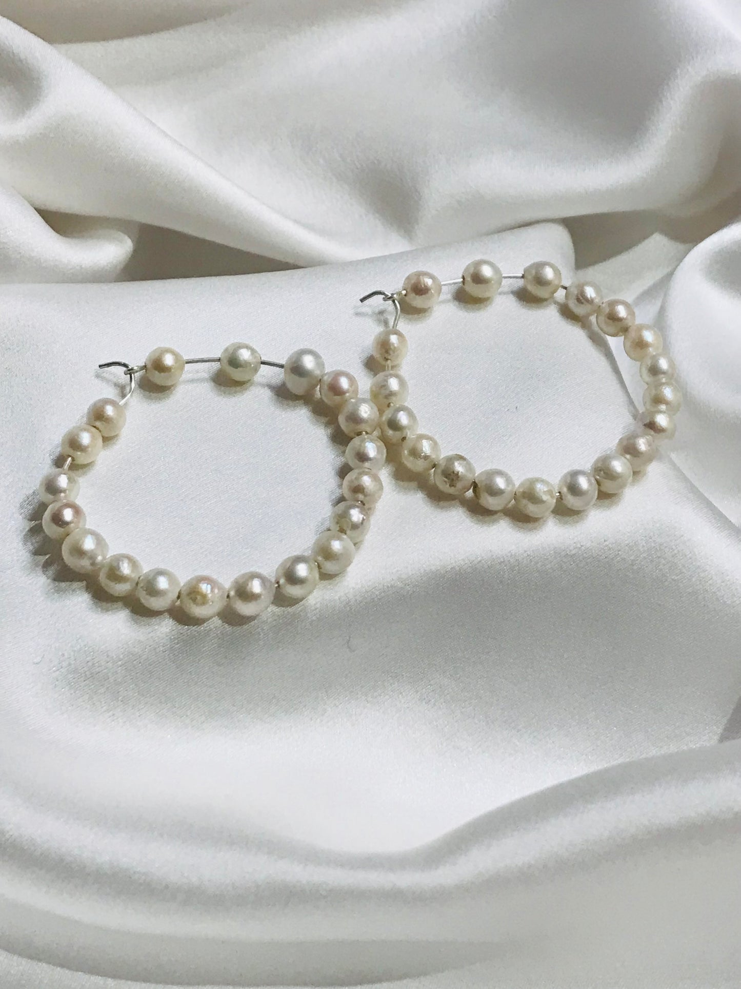 4.5cm Freshwater Pearl Hoop Earrings by Melanie Woods