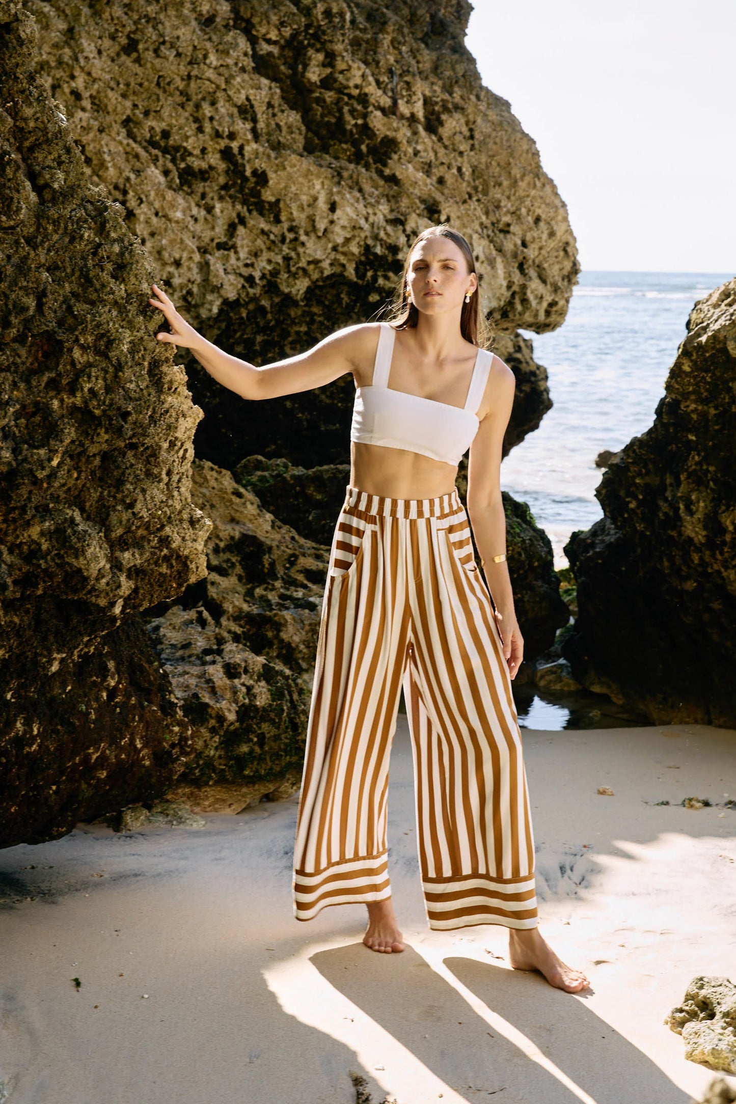 TREVILLE STRIPE PANT - CARAMEL by eb&ive