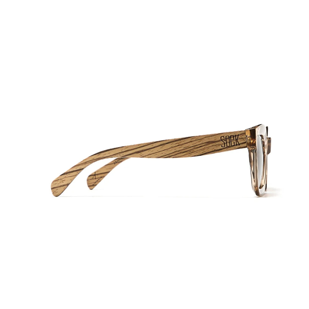 ZAHRA CHAMPAGNE Brown Polarised Lens Walnut Arms Sunglasses by Soek
