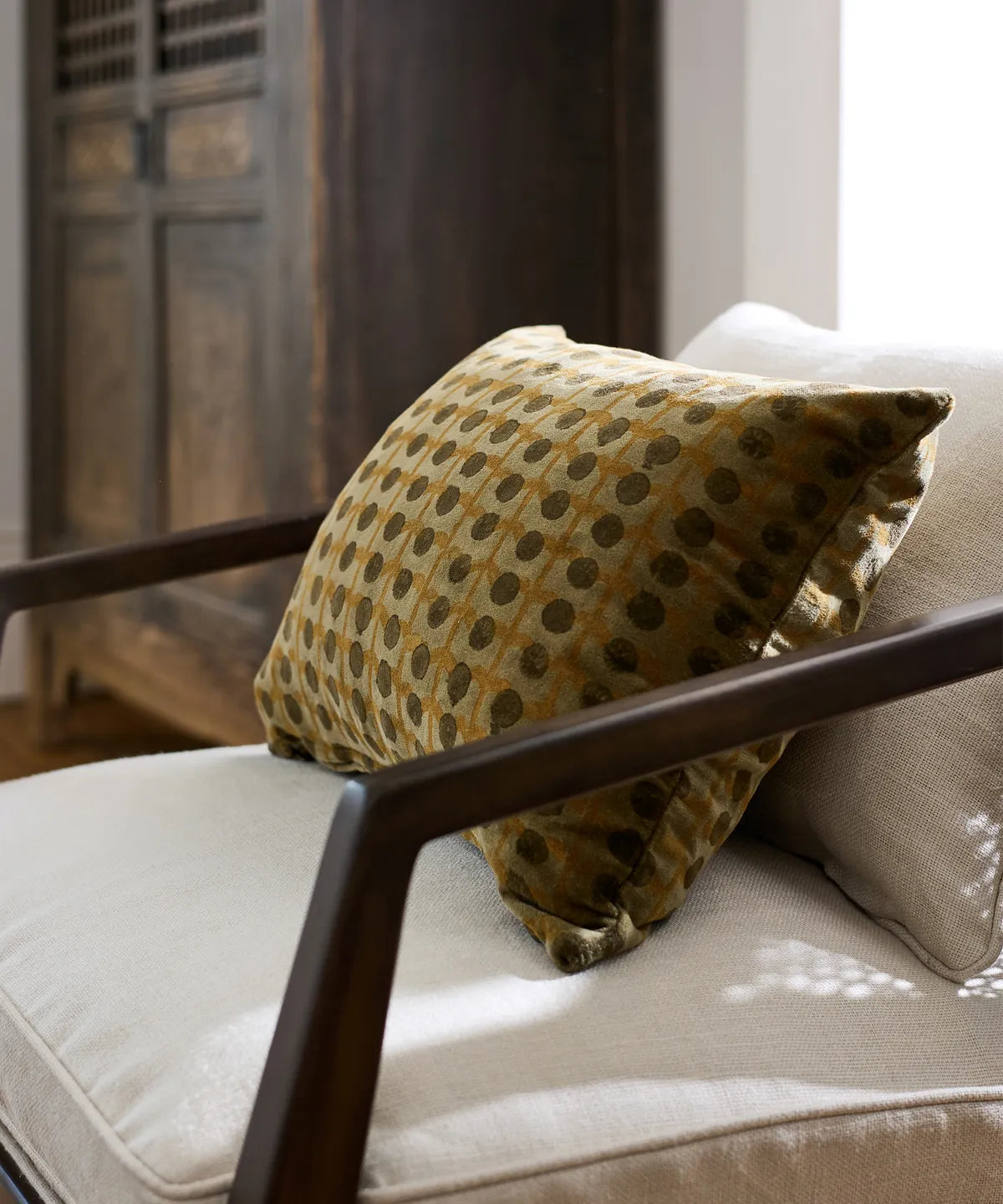 Dots Handblock Velvet Cushion
