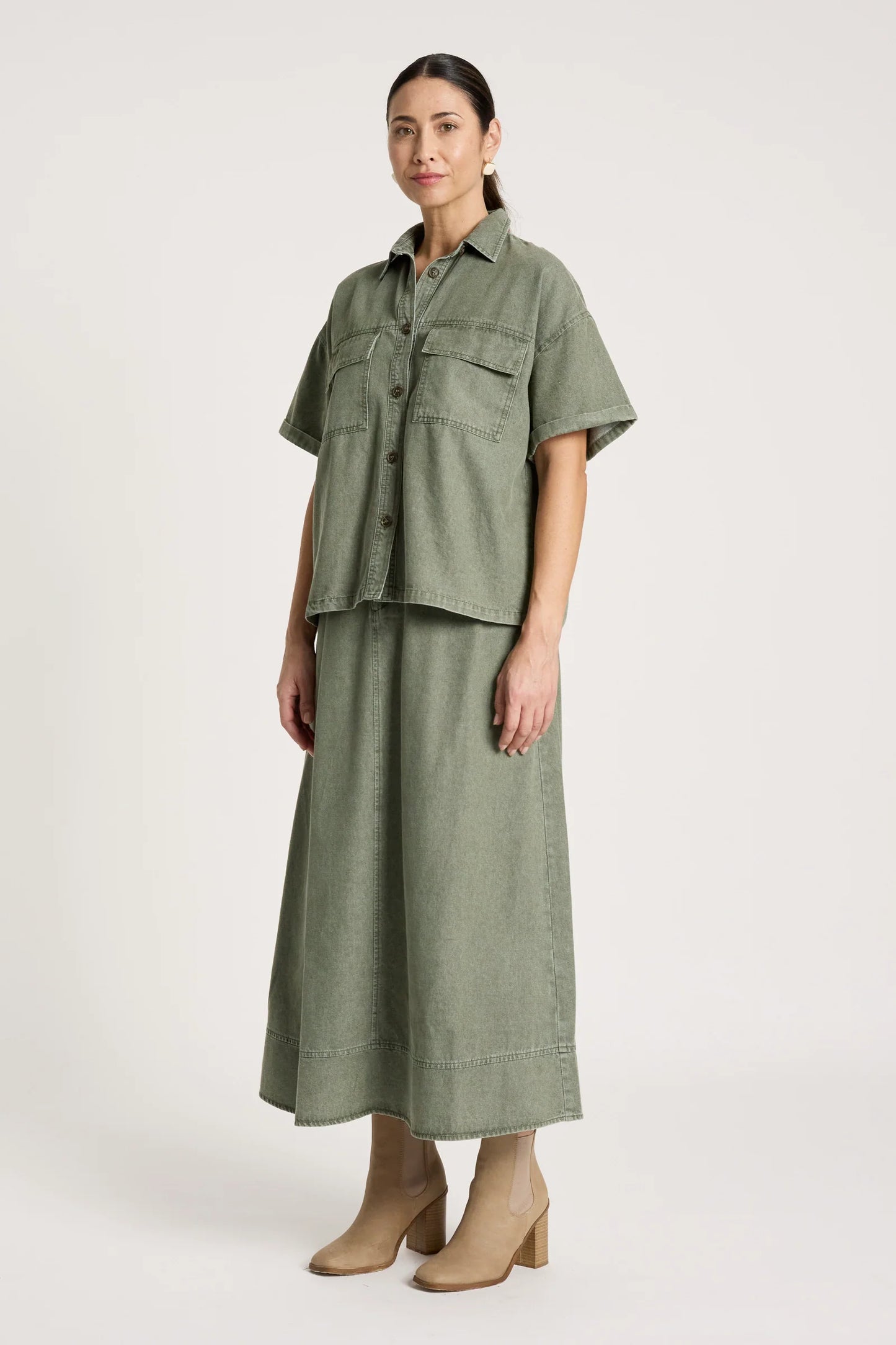 BODHI DENIM SHIRT - OLIVE by Eb&ive