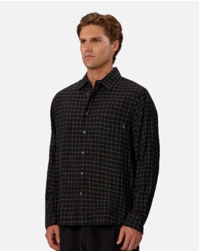 The Clairemont Long Sleeve Shirt - Charcoal / White by Industrie Clothing