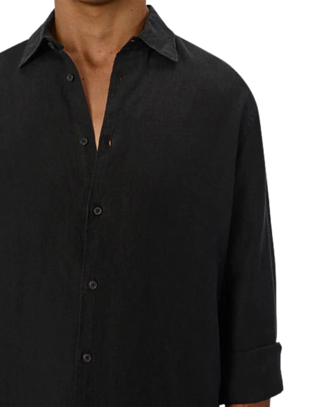 The St Martins Long Sleeve Linen Shirt - Black by Industrie Clothing