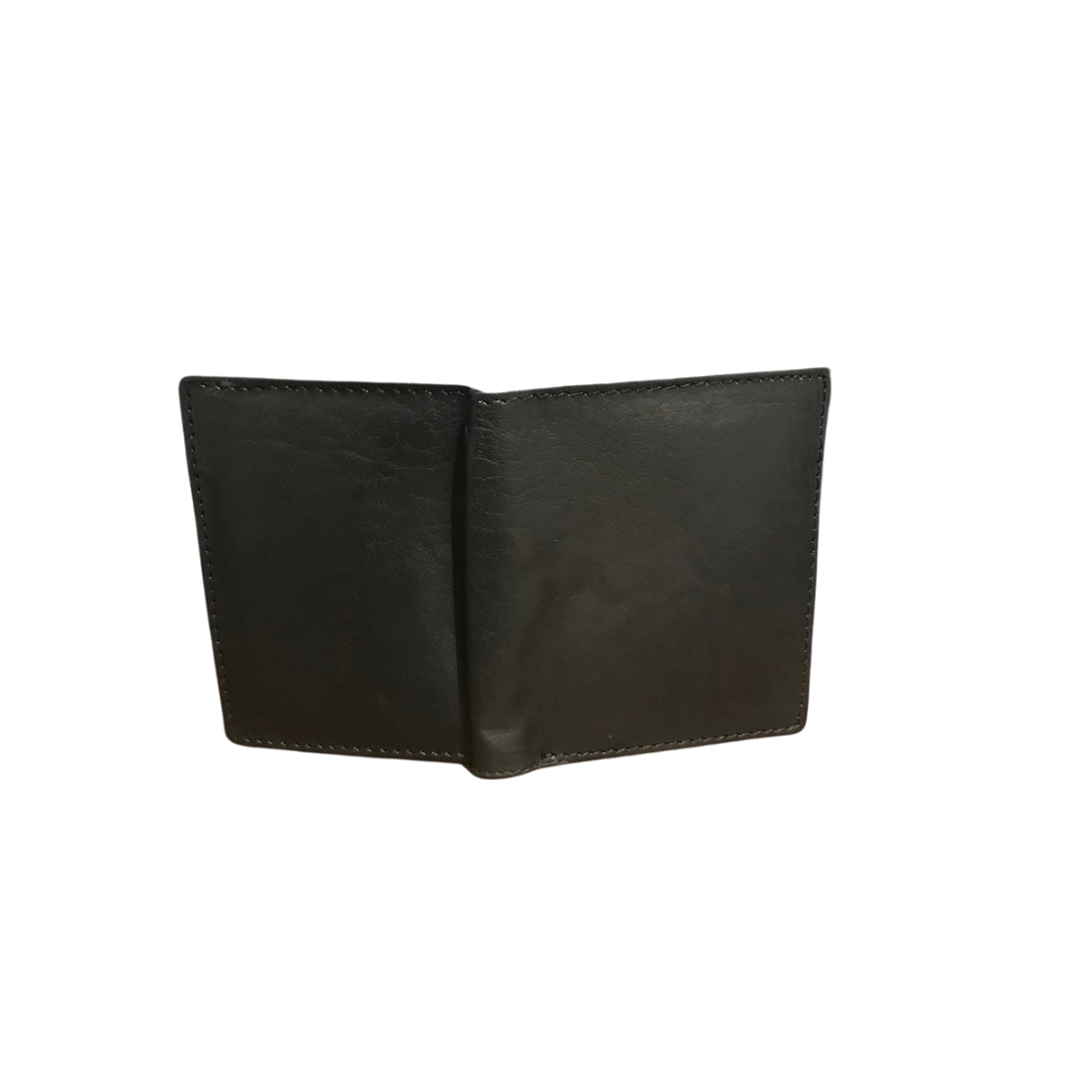 Rugged Hide Scott Leather Bi-Fold Wallet- Black