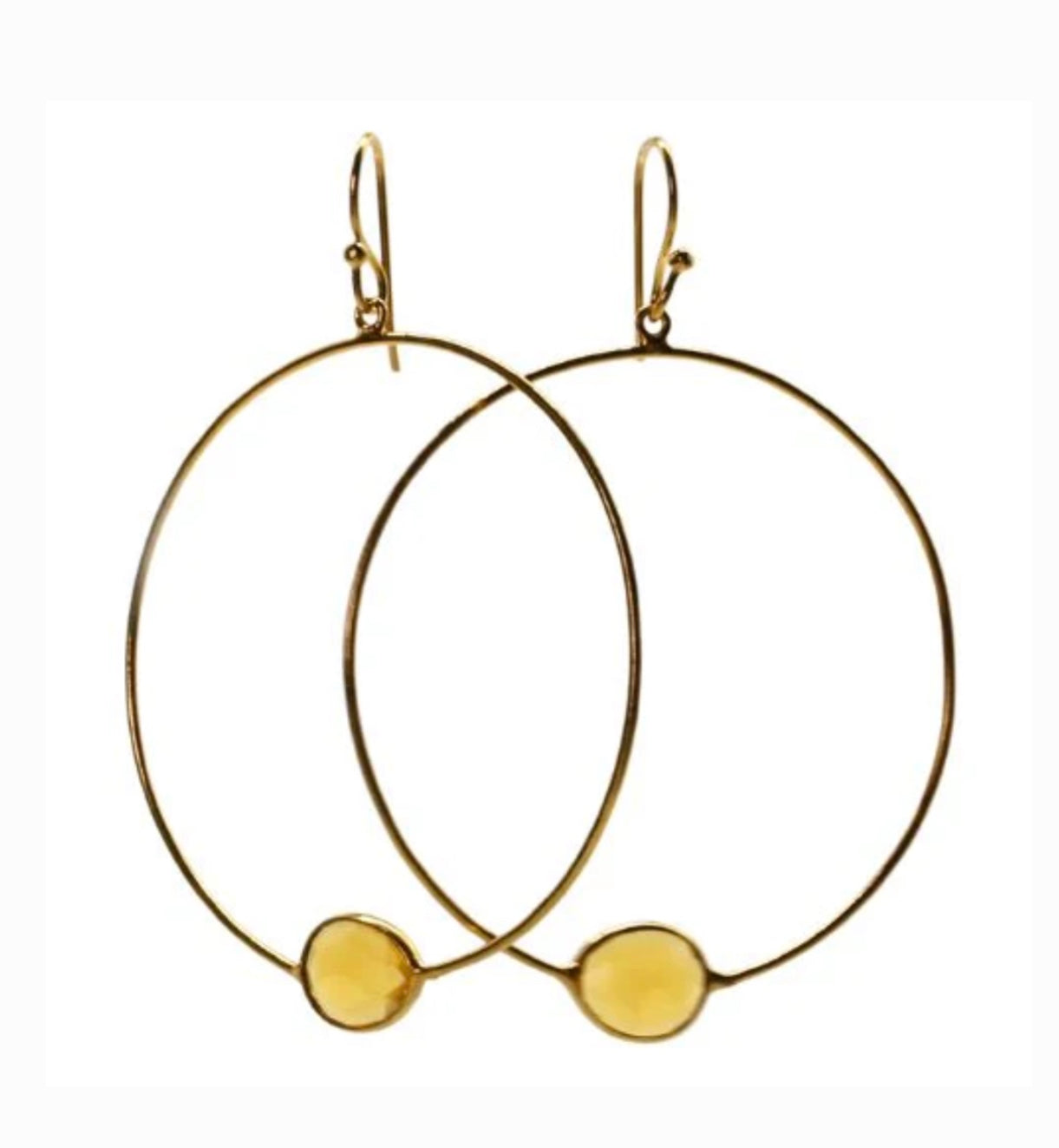 Euro Gold Brandy Quartz Hoop Earrings by Melanie Woods