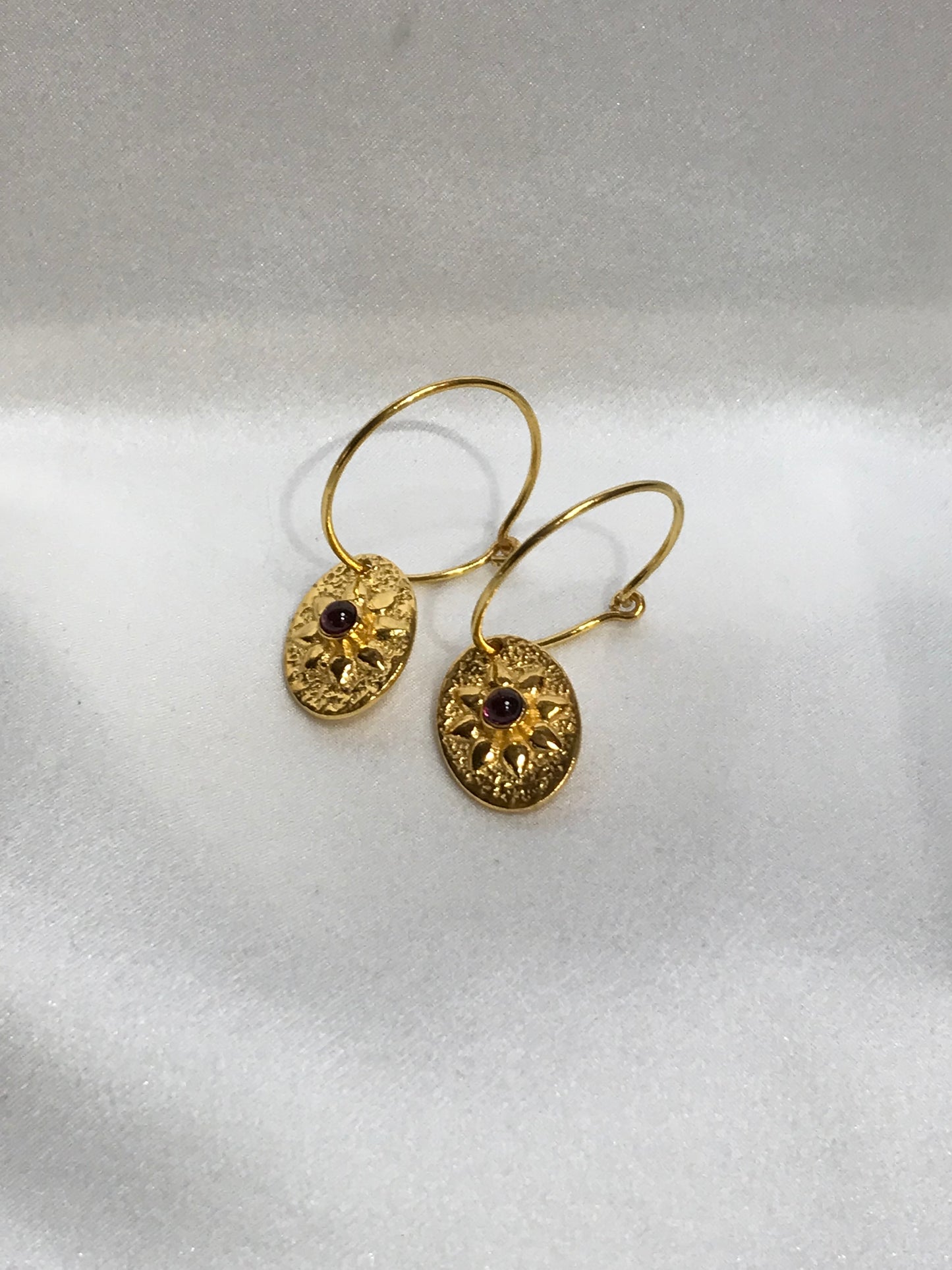 Euro Gold Flower Motif Hook Earrings by Melanie Woods