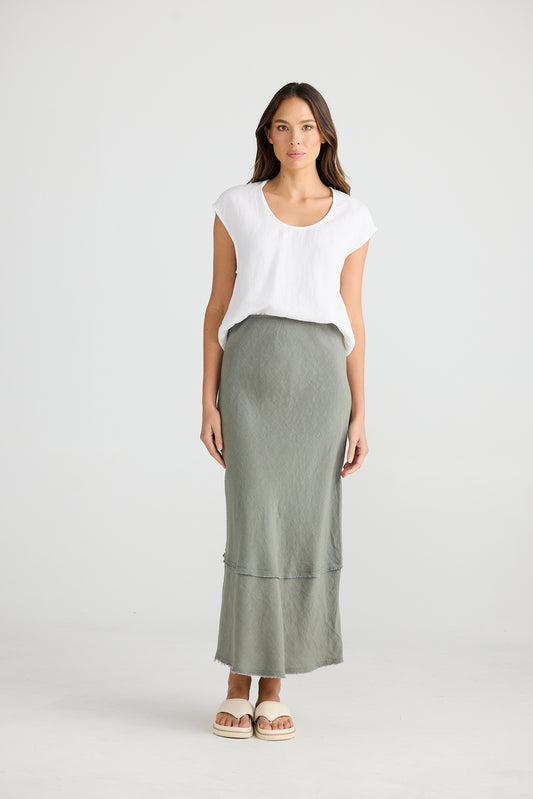 Pisa Skirt Pistachio Linen by The Shanty