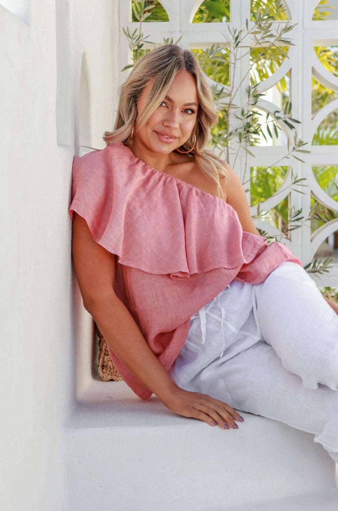 Magnifica Linen One Shoulder top by Free Angel - 3 colours
