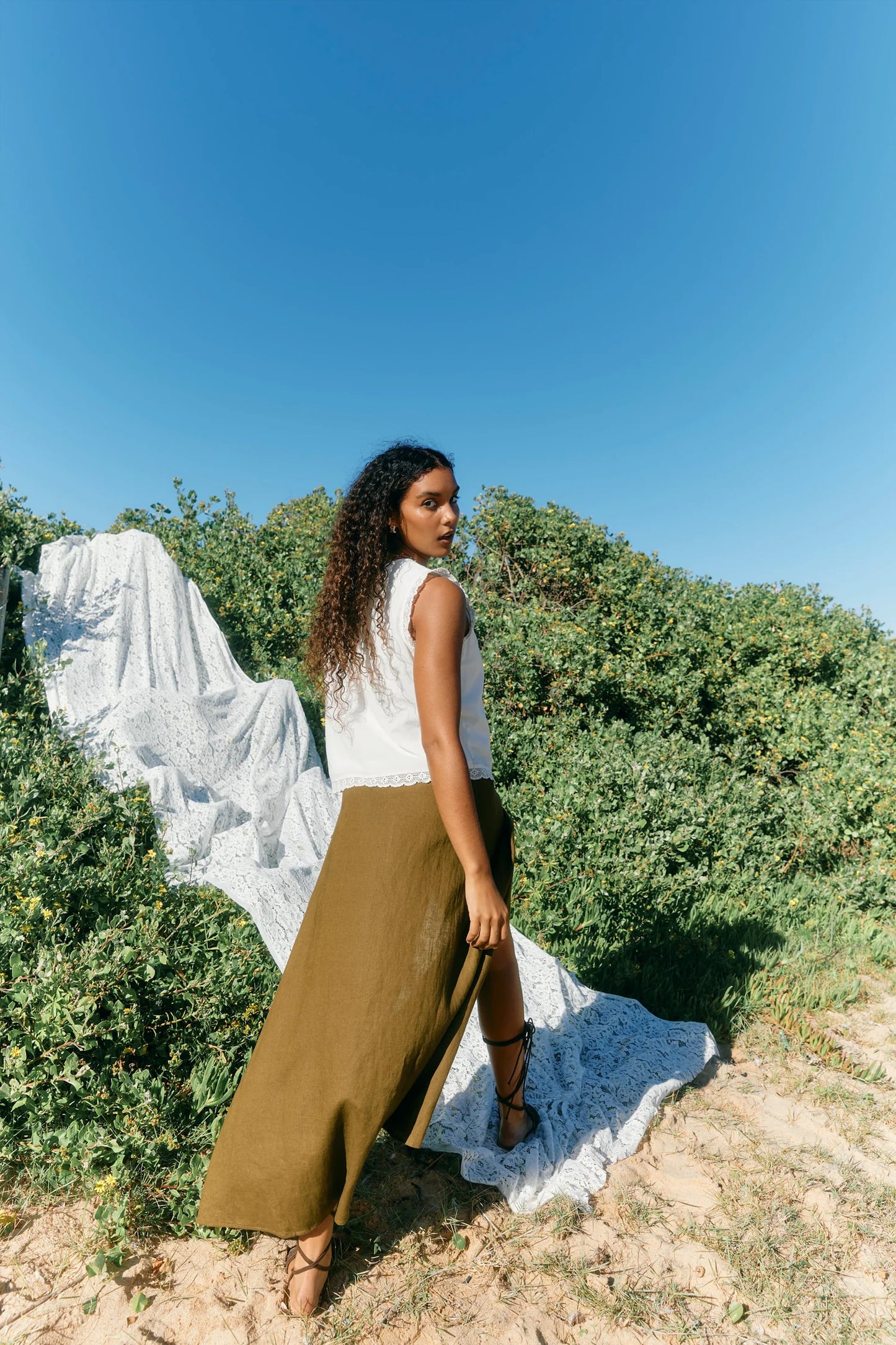 Anita Wrap Skirt - Olive by isle of mine
