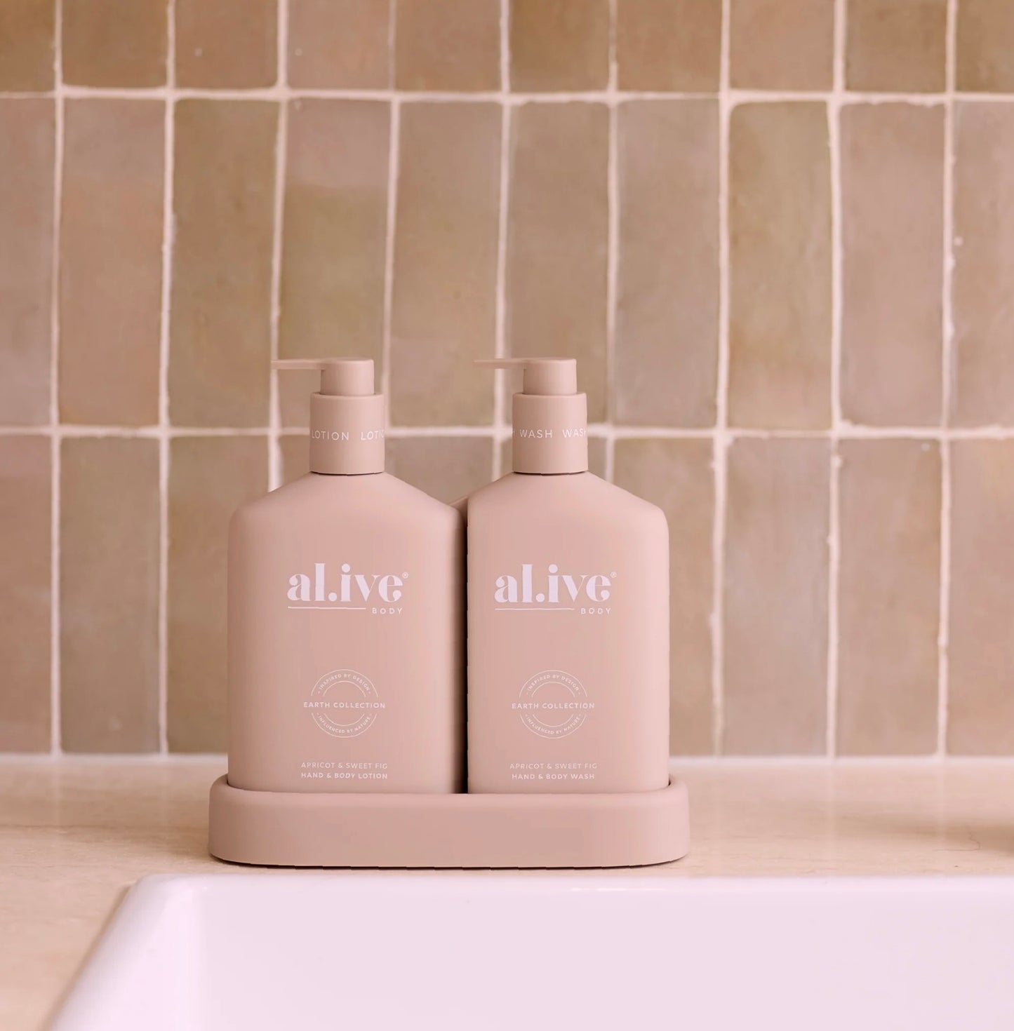 Alive Body Wash & Lotion Duo + Tray - Apricot & Sweet Fig