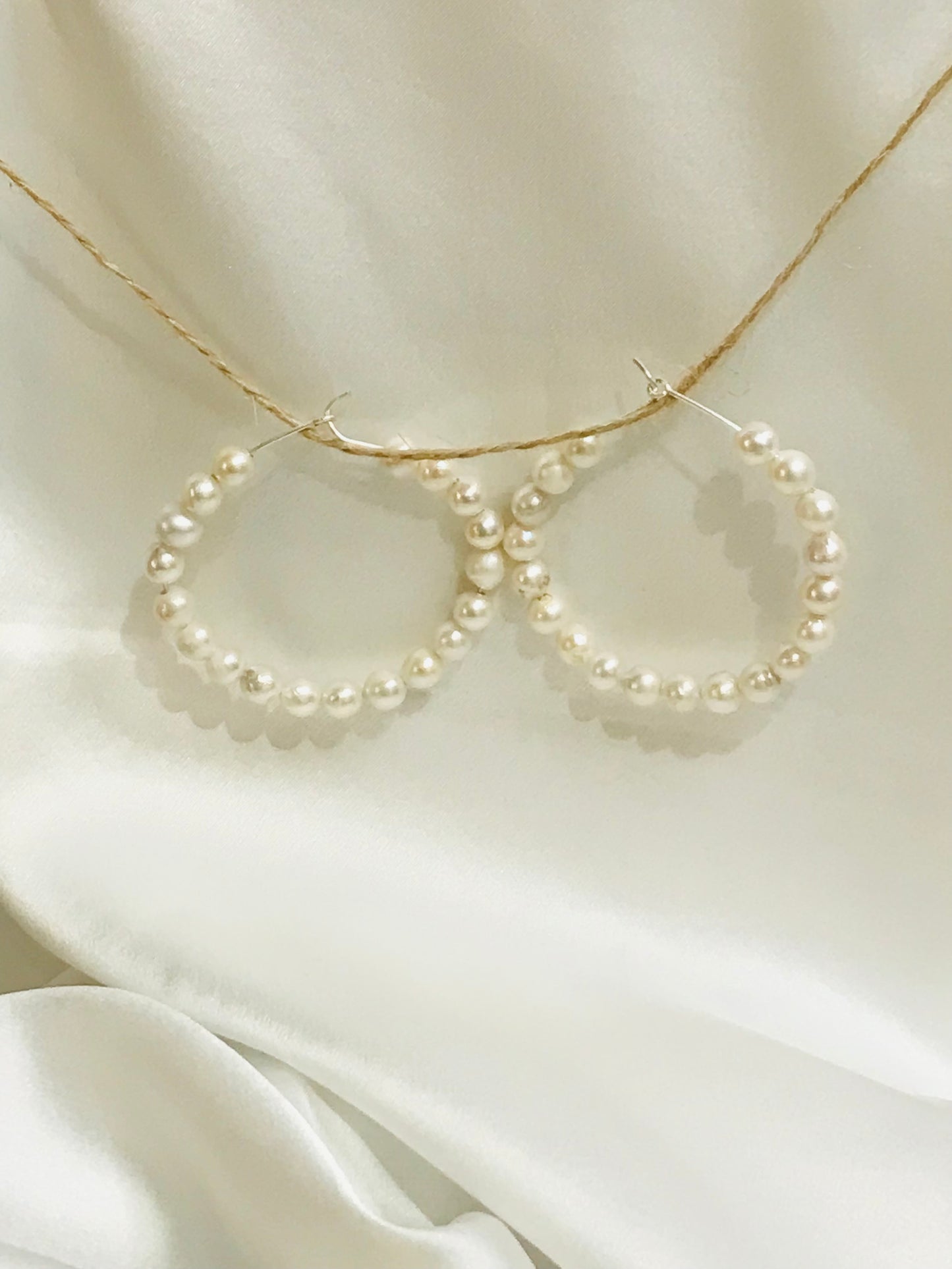 4.5cm Freshwater Pearl Hoop Earrings by Melanie Woods