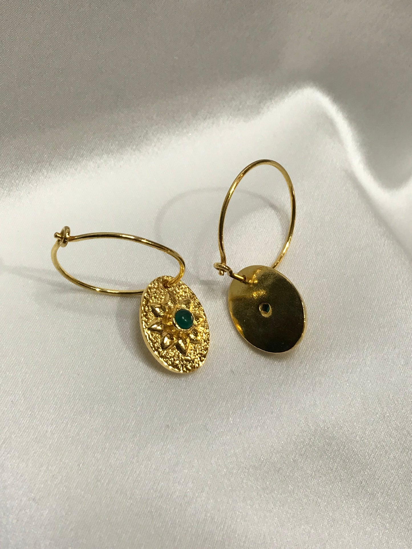 Euro Gold Flower Motif Hook Earrings by Melanie Woods