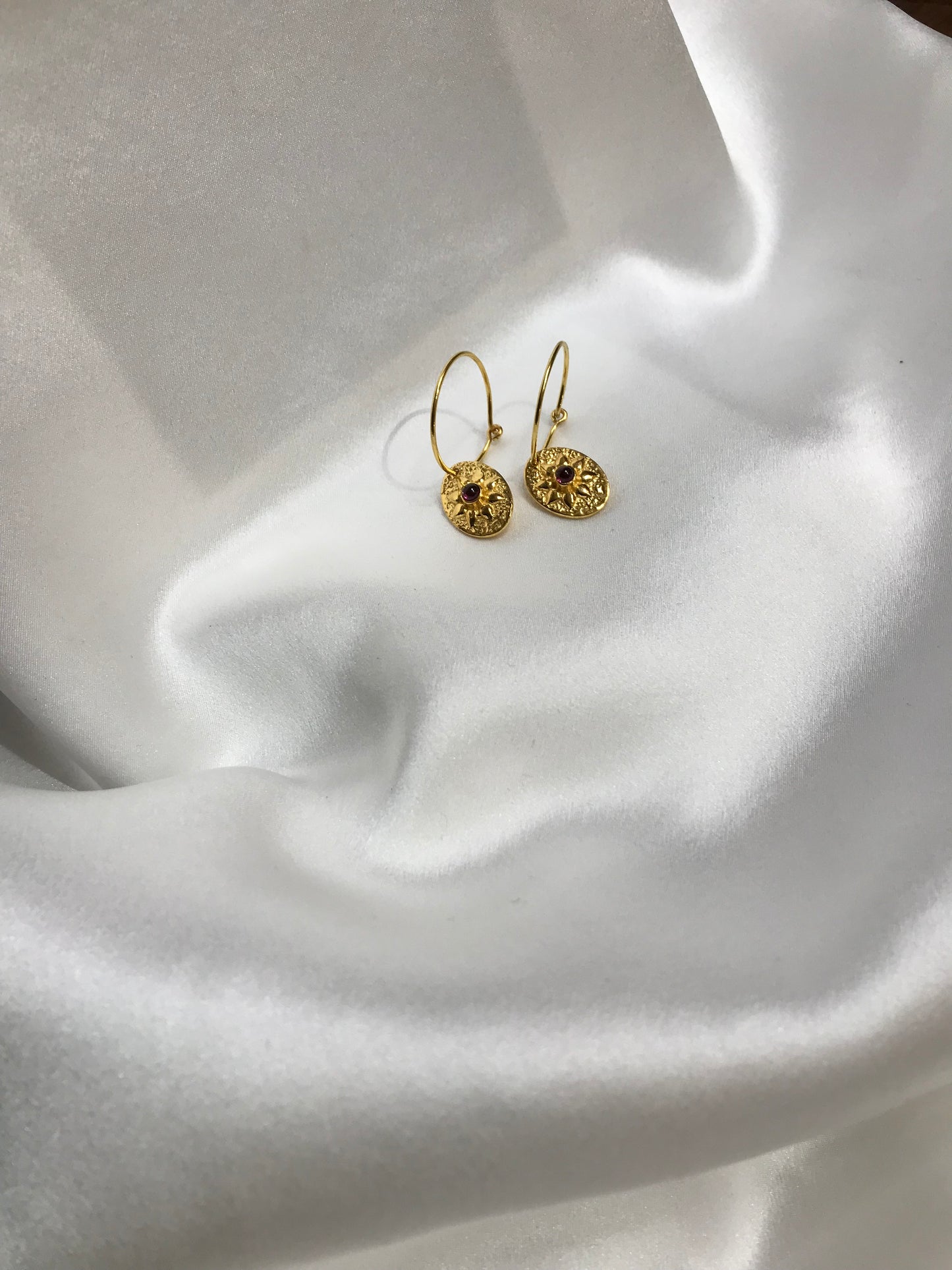 Euro Gold Flower Motif Hook Earrings by Melanie Woods