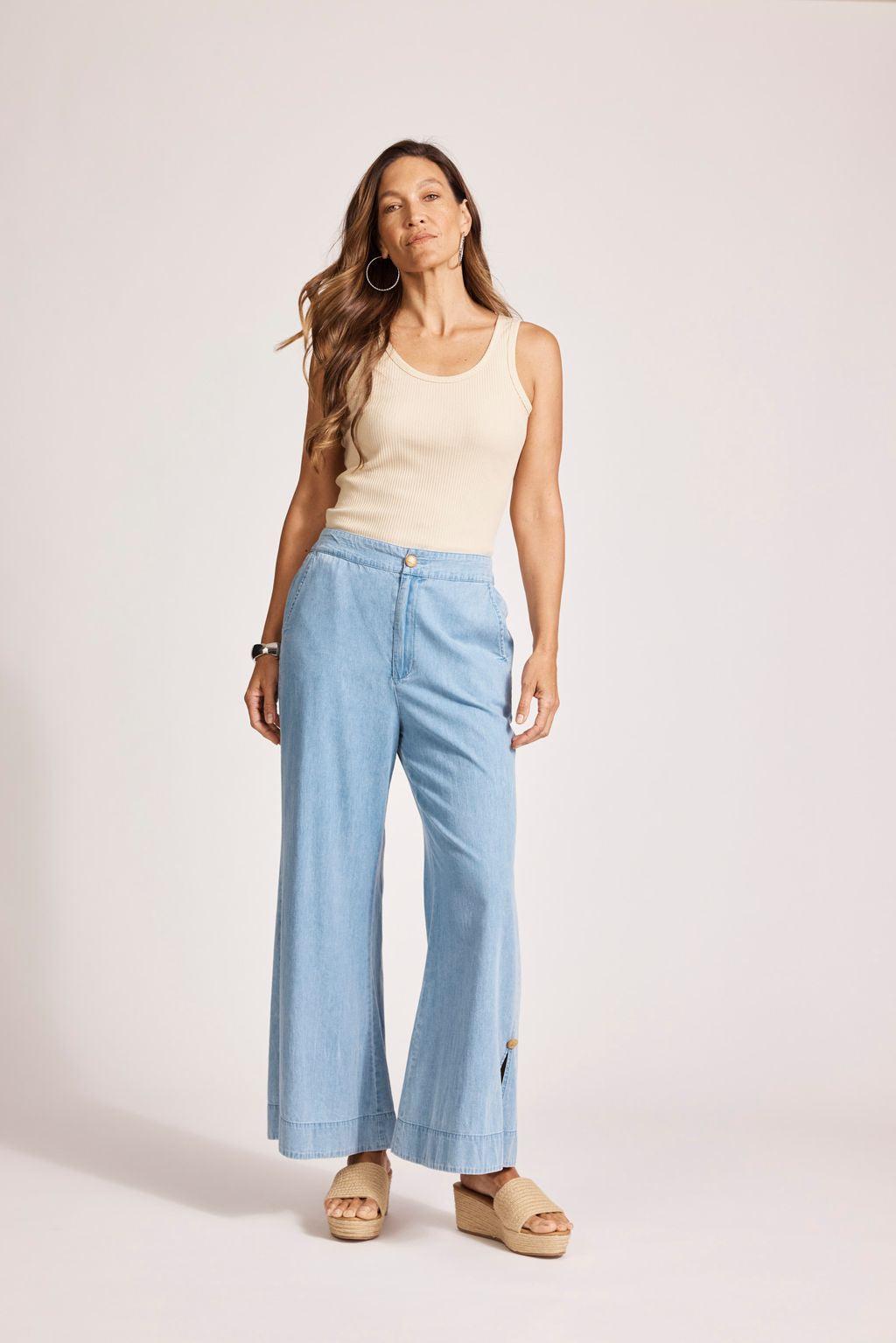 MELENIA DENIM SPLIT PANT - DENIM by eb&ive