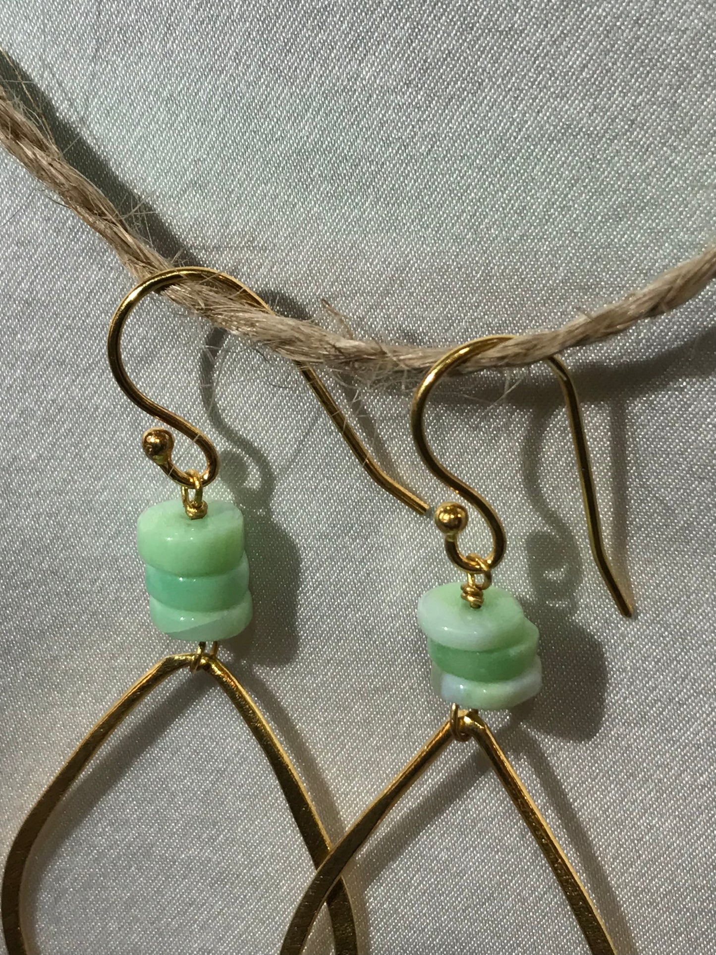 Green Quartz Euro Gold Earrings by Melanie Woods