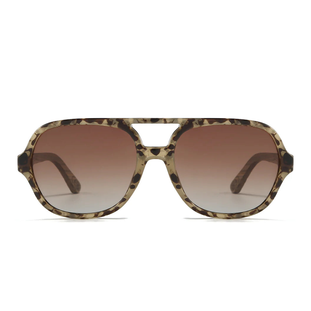 BILLY OPAL TORT Brown Gradient Lens Walnut Wood Arms by Soek