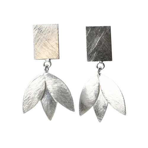 Euro Silver Wash Lotus Earrings by Melanie Woods