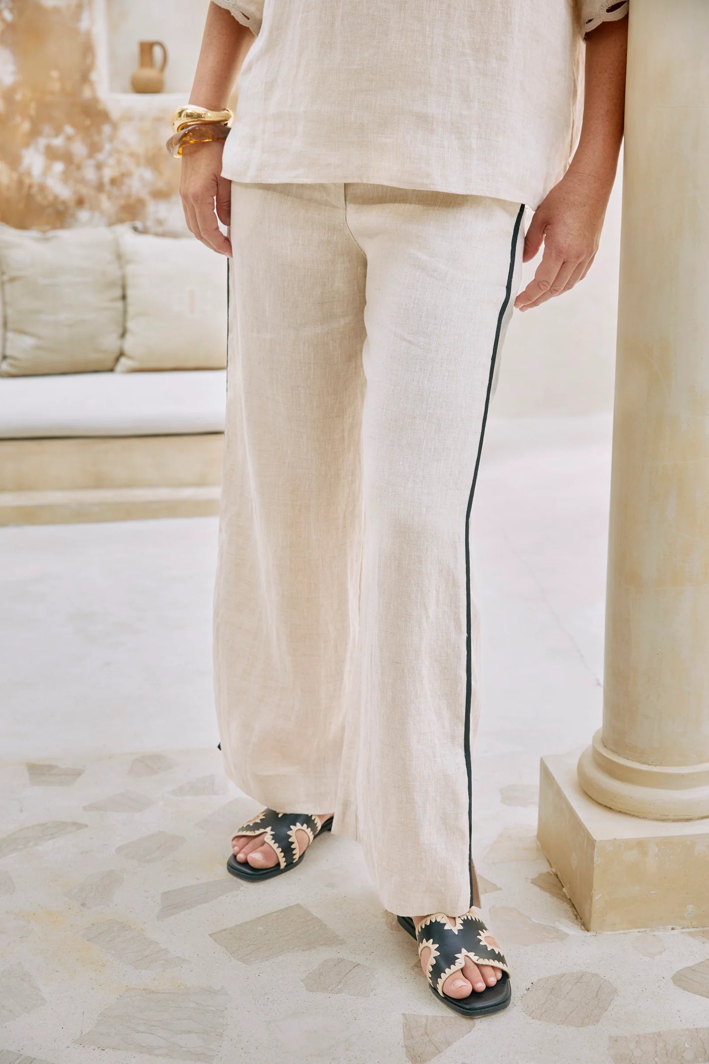 MARIS SPLICE PANT - TUSK / BLACK by eb&ive