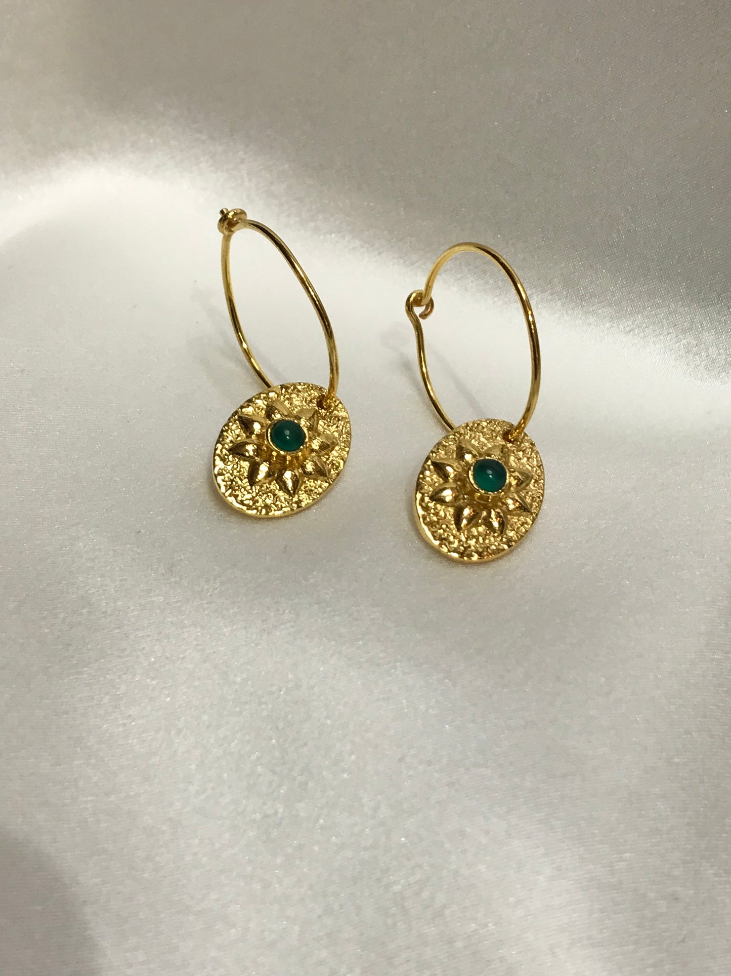 Euro Gold Flower Motif Hook Earrings by Melanie Woods