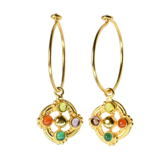 Euro Gold Gem DROP Sleeper Earrings - by Melanie Woods