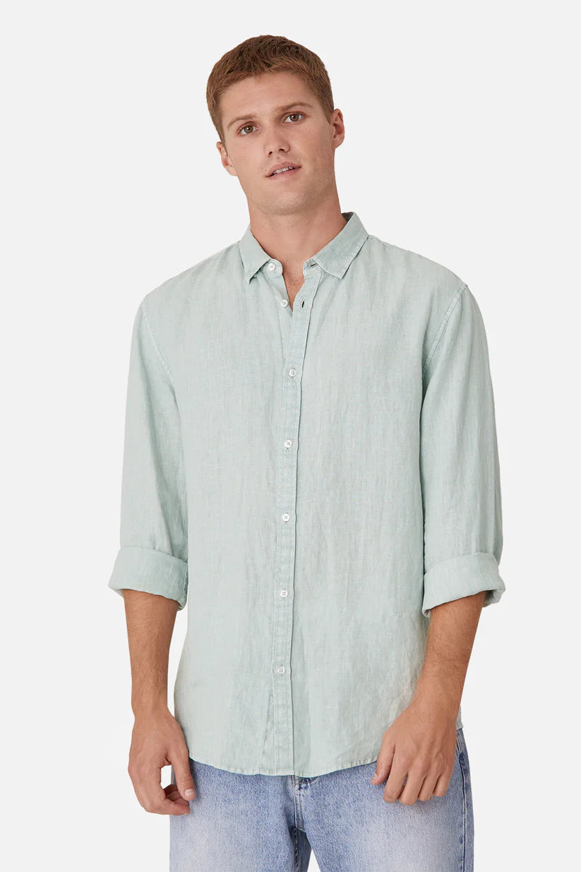 The Tennyson Linen L/S Shirt Jade by Industrie Clothing