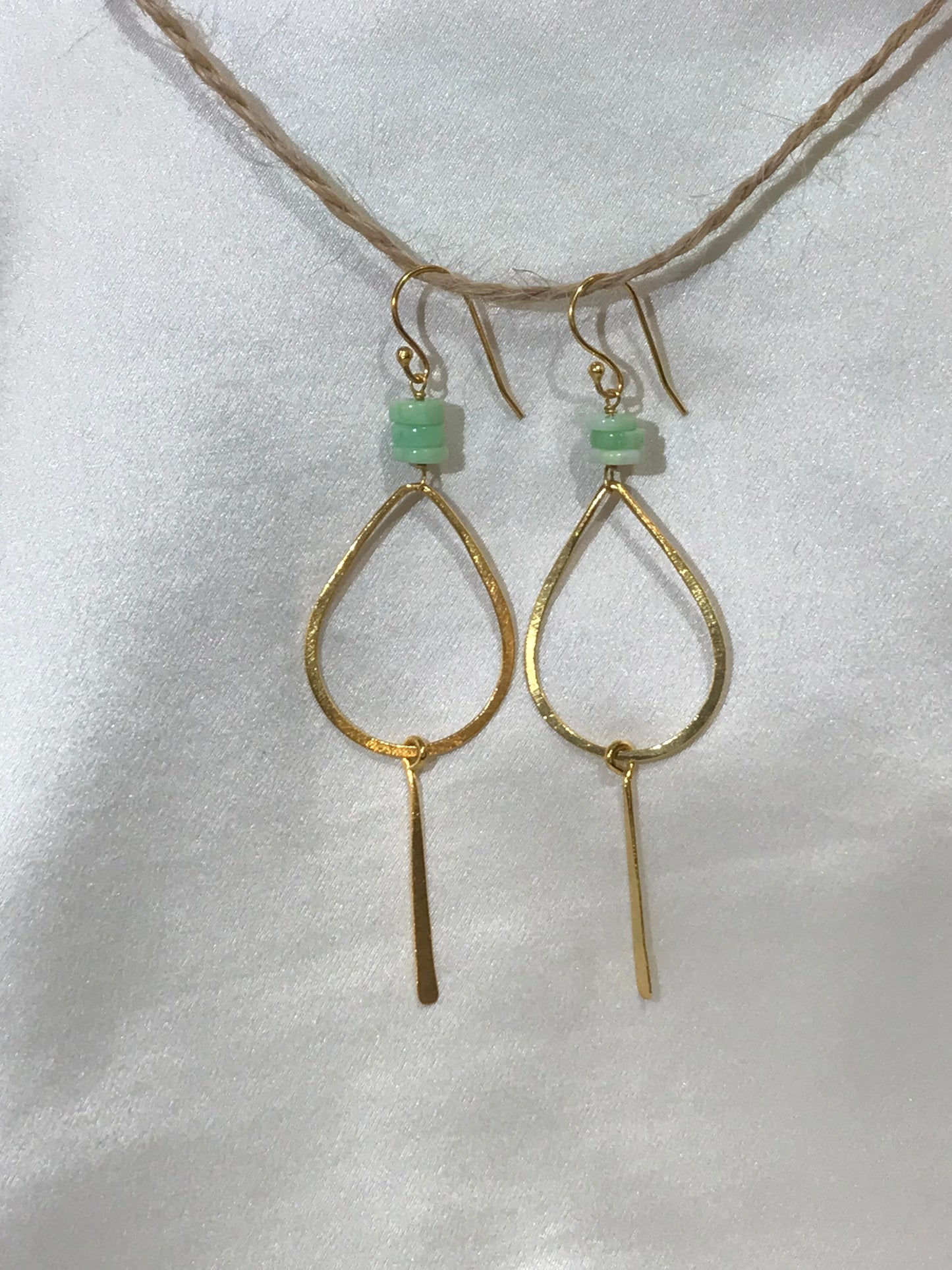 Green Quartz Euro Gold Earrings by Melanie Woods