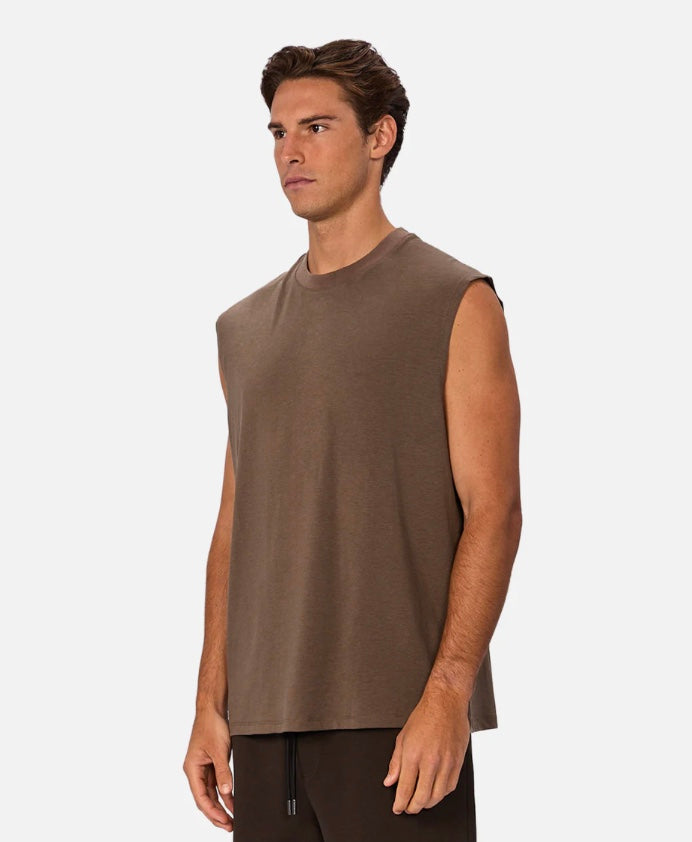The Freeman Sleeveless Tee - Mocha 25 by Industrie clothing