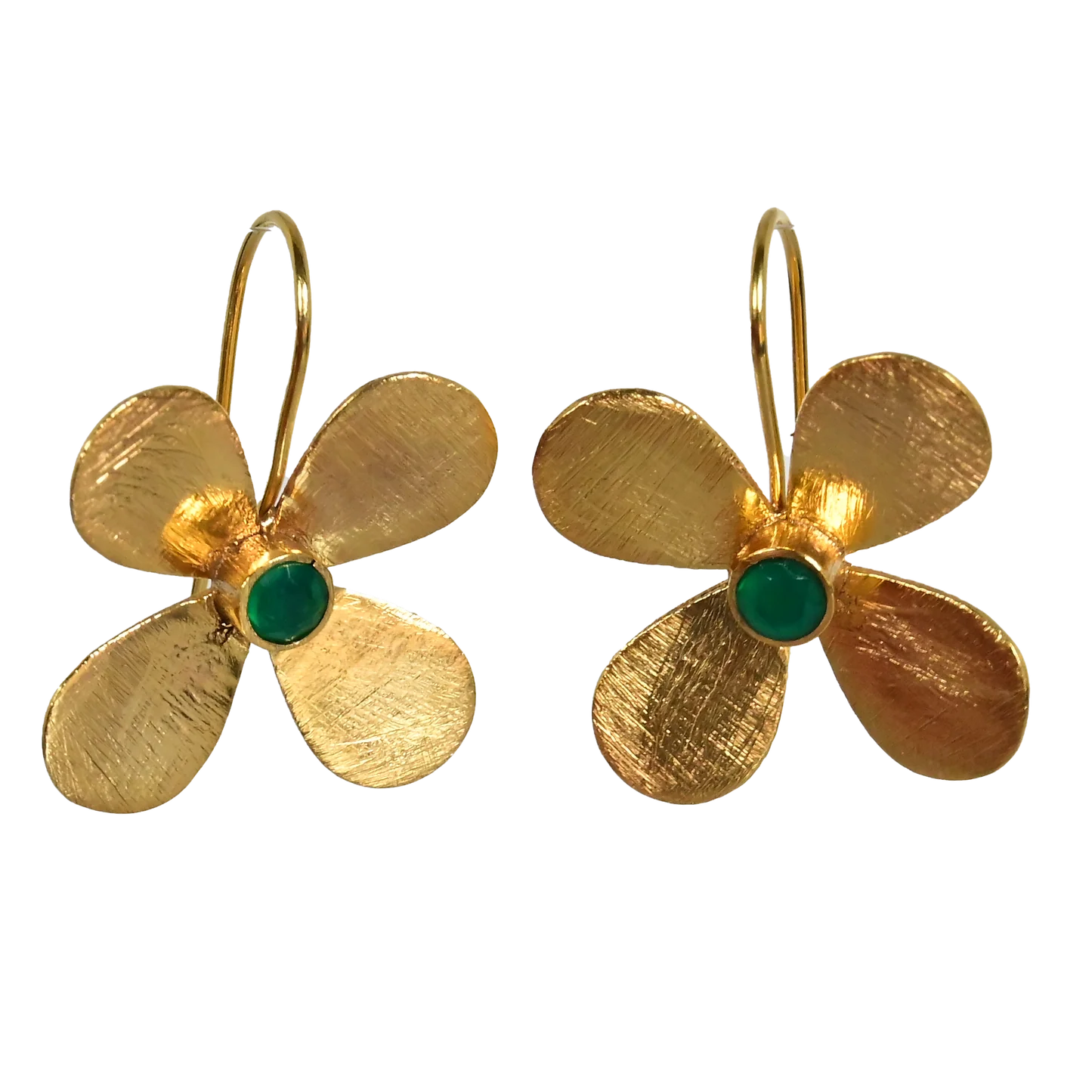 Euro Gold Earrings - Green Onyx by Melanie Woods