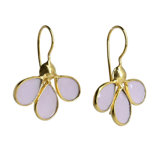 Euro Gold Earrings - Rose Quartz by Melanie Woods