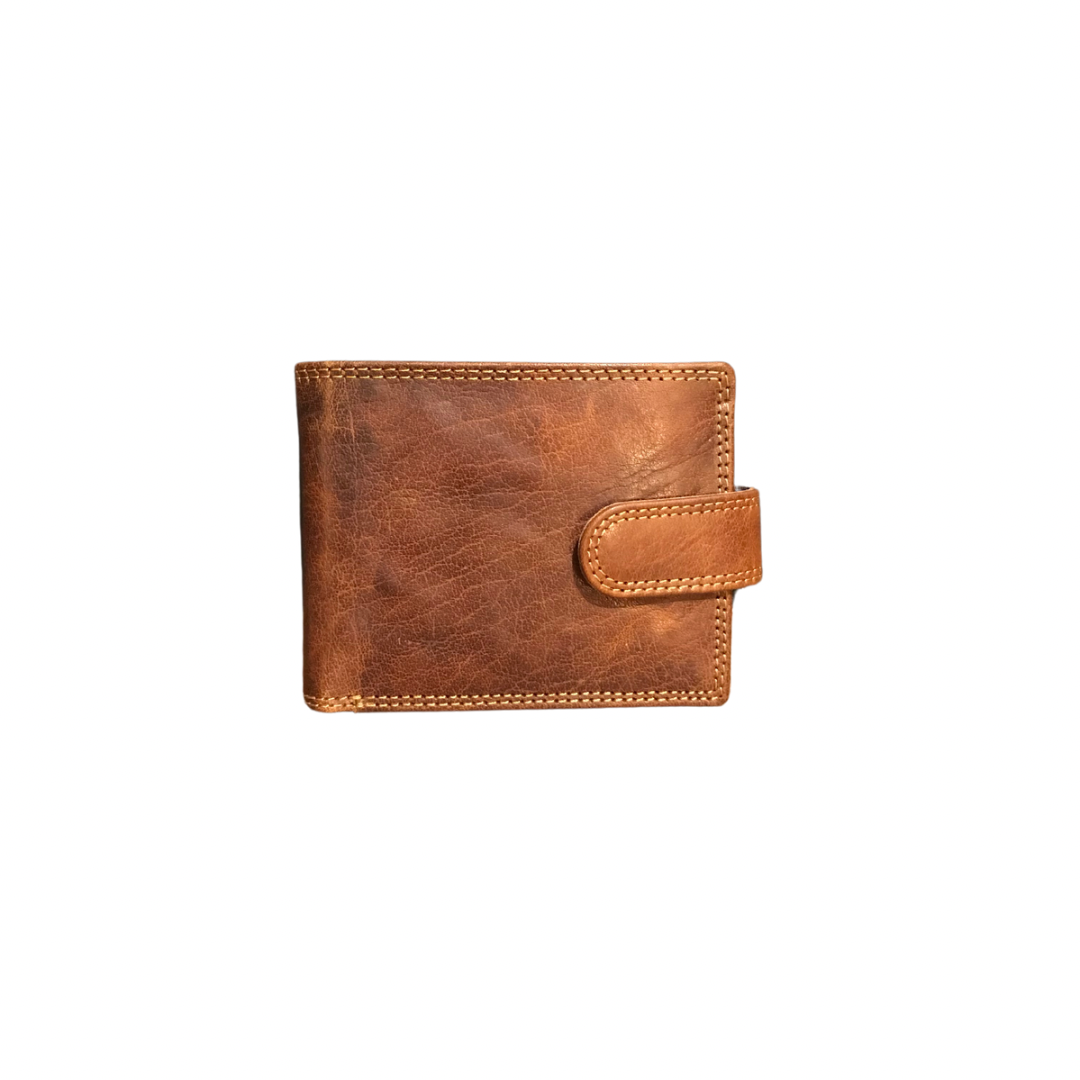 Rugged Hide Men’s Leather Wallet- Luca in Brandy