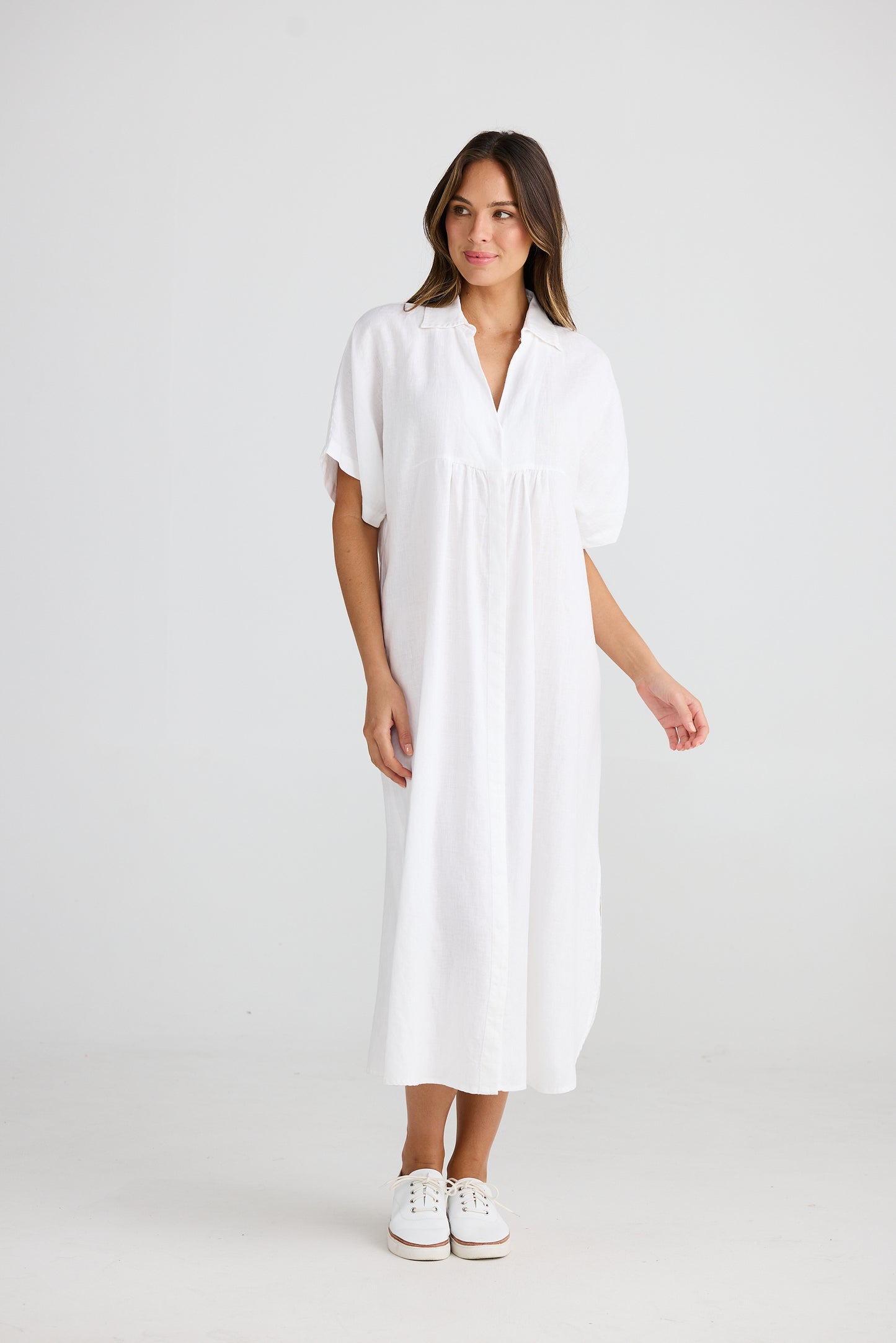 Wander Dress White Linen by The Shanty