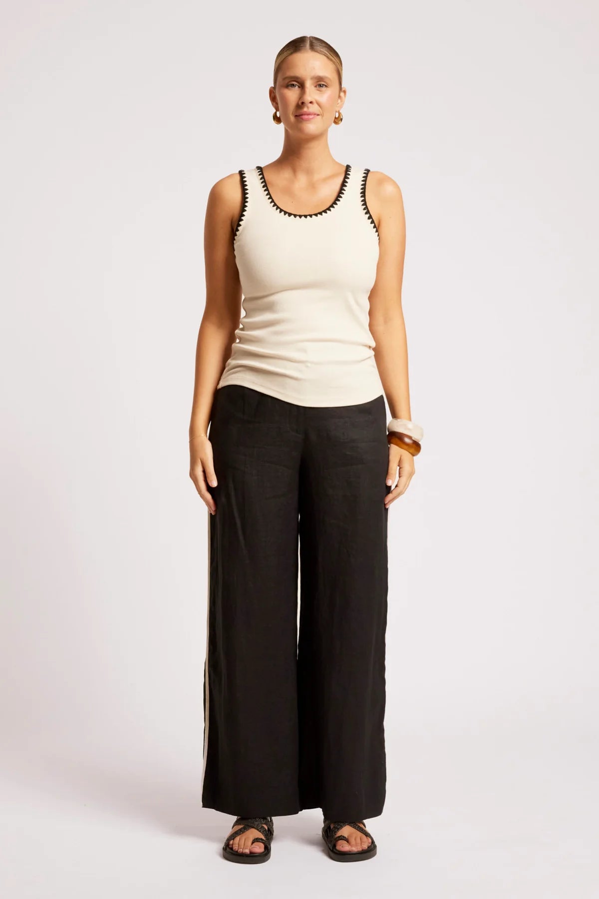 MARIS STITCHED TANK - TUSK / BLACK by eb&ive
