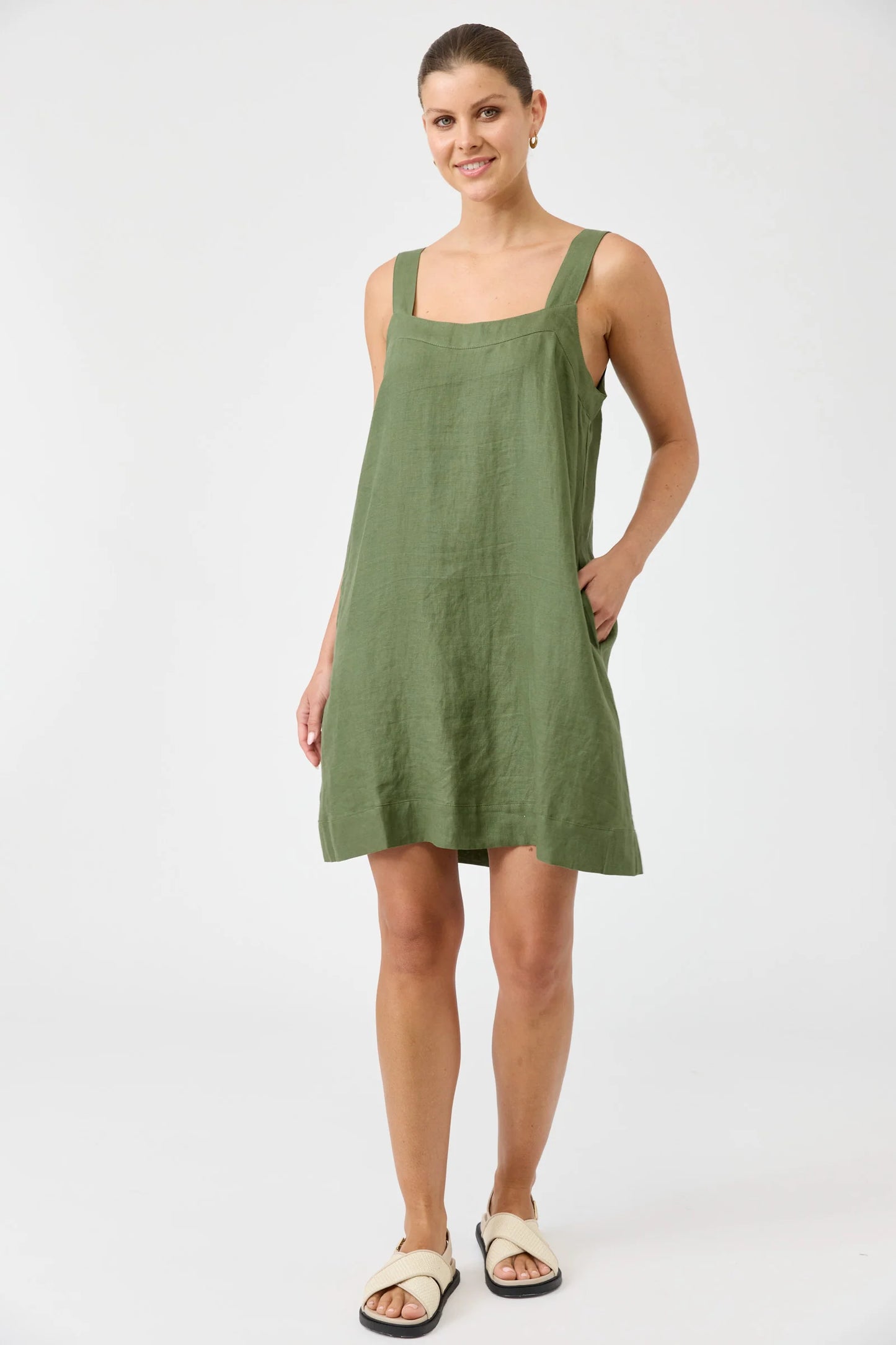 STUDIO SHORT TANK DRESS - OLIVE by Eb&ive
